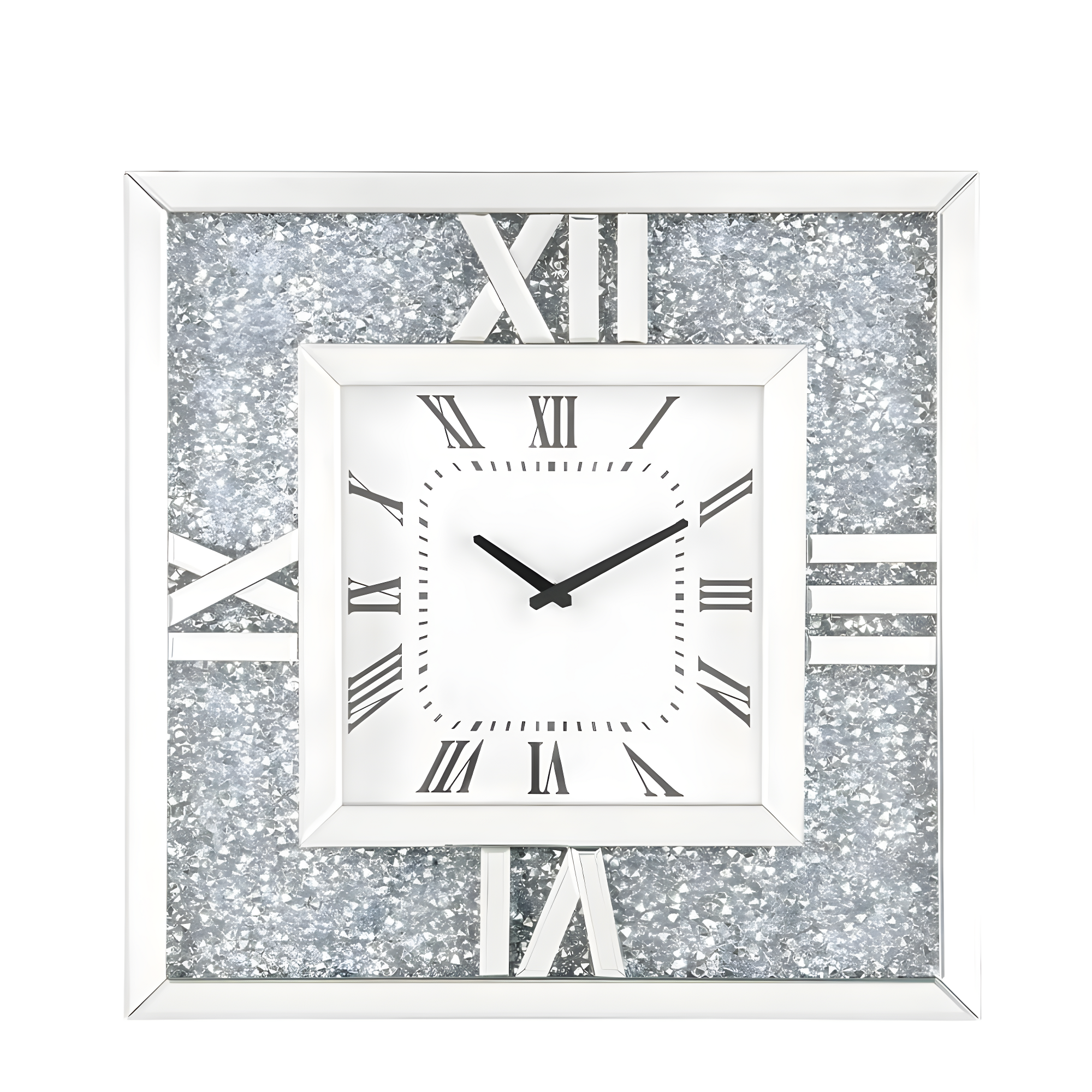Noralie Wall Clock in Mirrored & Faux Diamonds