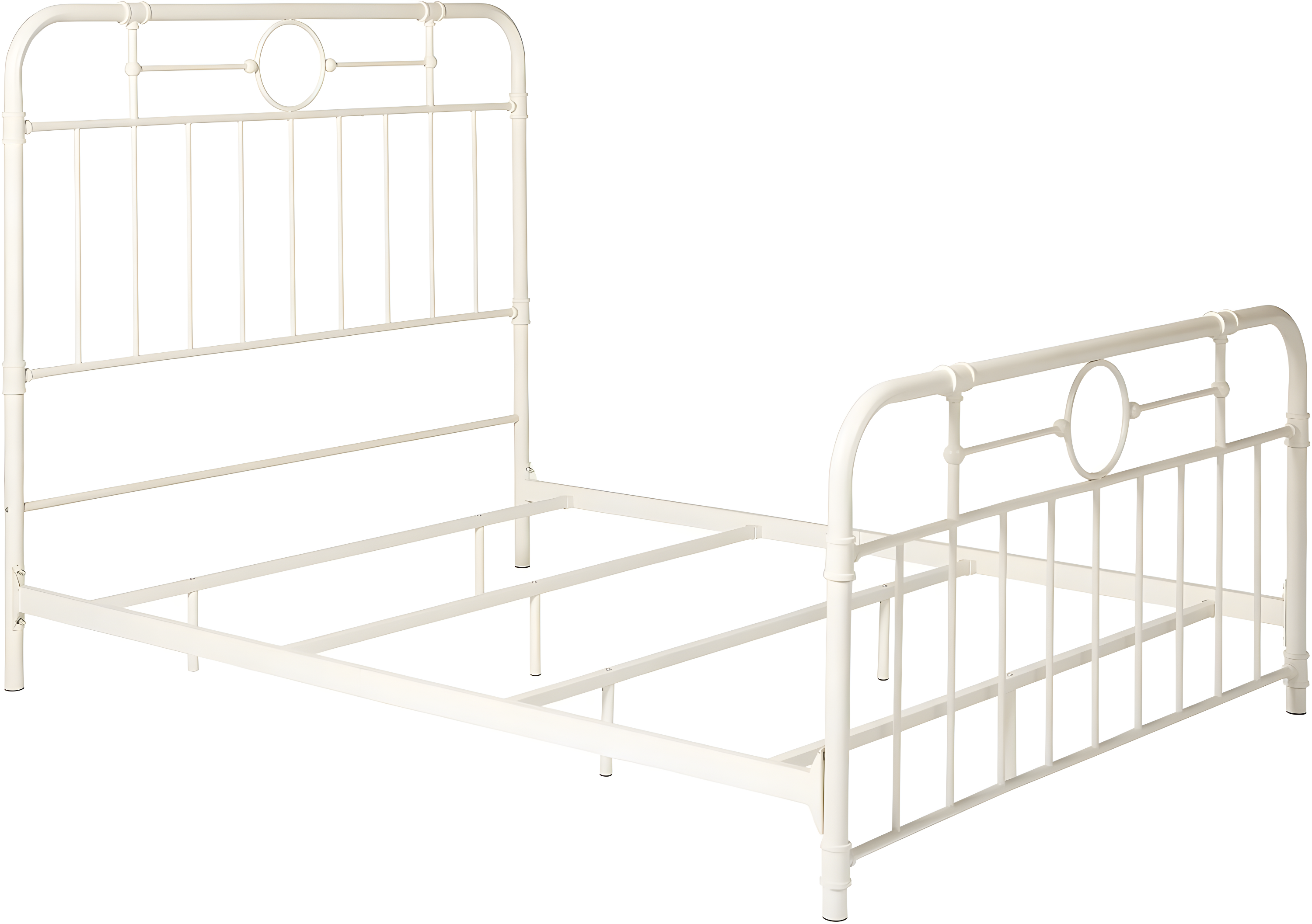 Antique White Metal Pipe Queen Bed with Powder Coated Finish