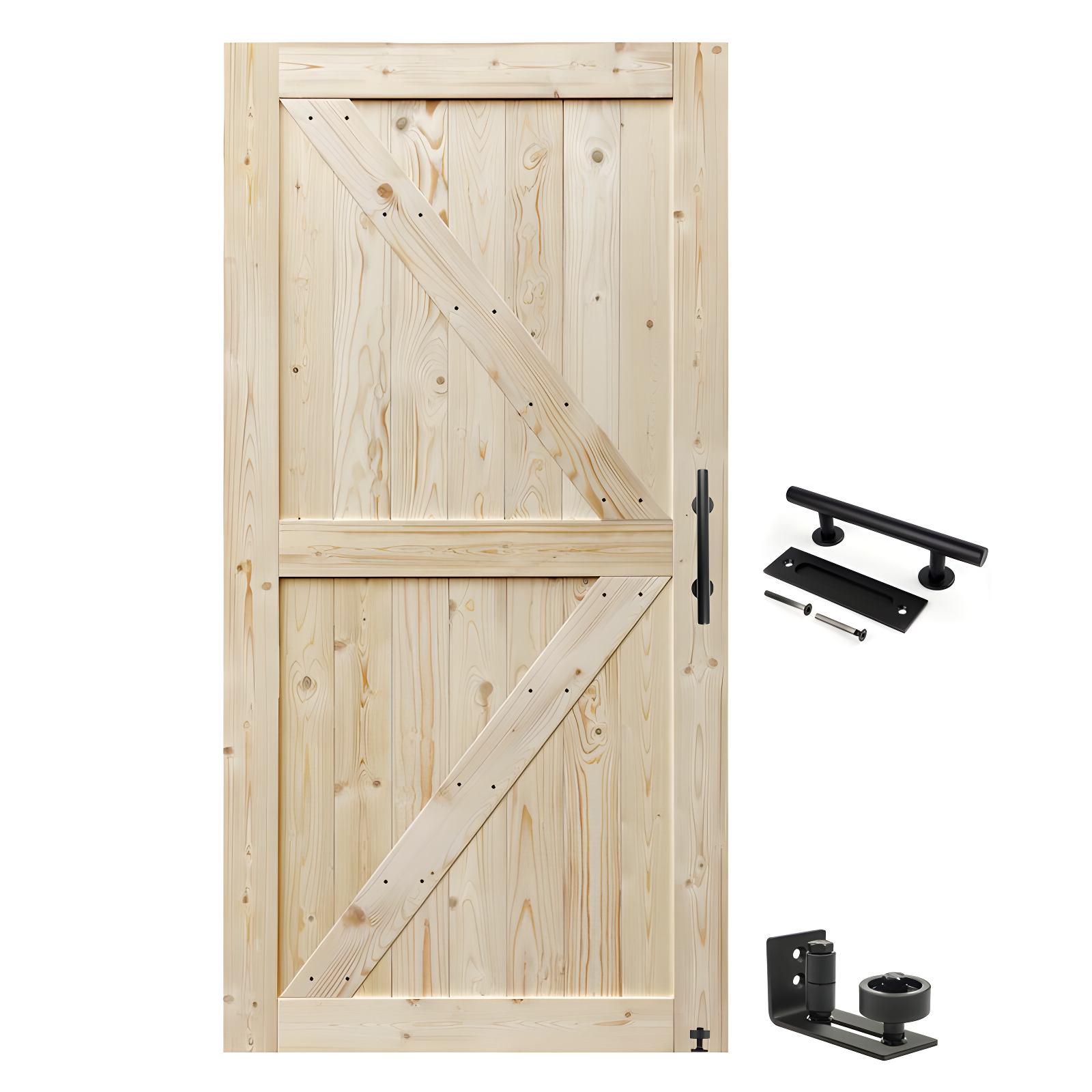 Barn Door, Unfinished British Brace Barn Door/Country Style/Solid Wood/Sliding Door/Durable