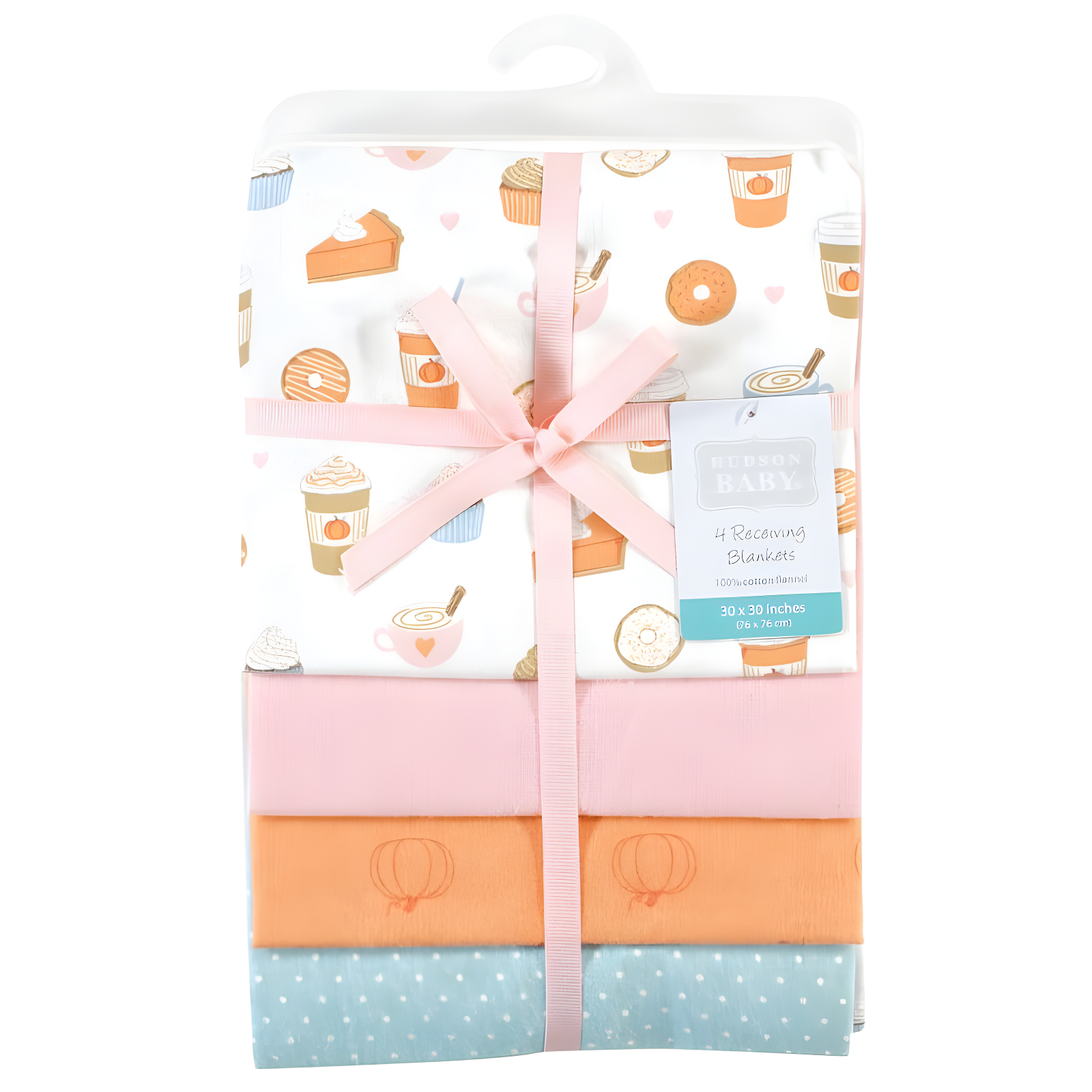 Hudson Baby Infant Girl Cotton Flannel Receiving Blankets, Pumpkin Spice, One Size
