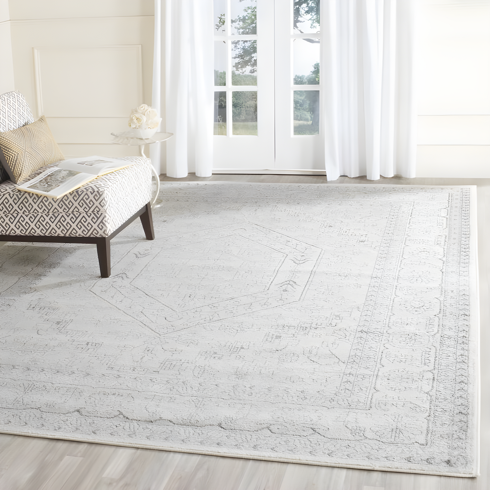Adirondack ADR108 Power Loomed Area Rug - Ivory/Silver - 11'x15' - Safavieh.