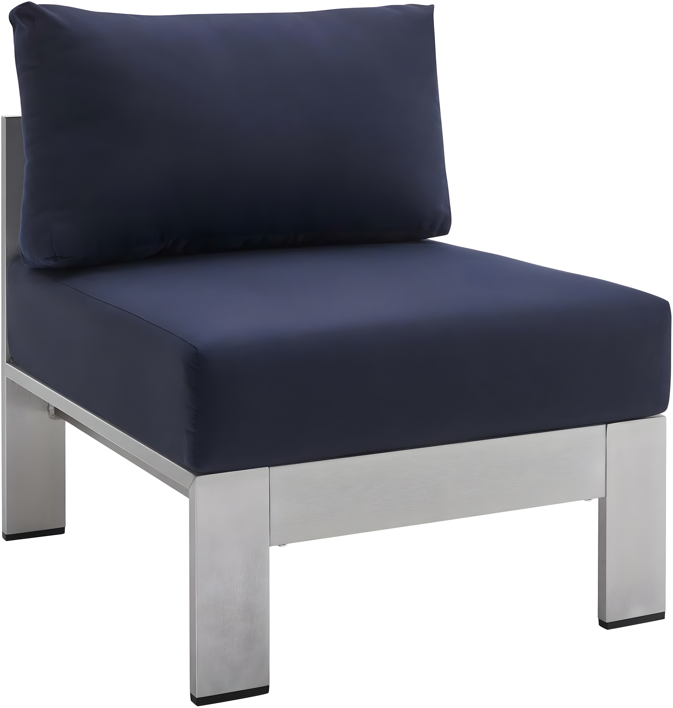 Modway Shore 23.5" Fabric Outdoor Patio Armless Chair in Silver Navy