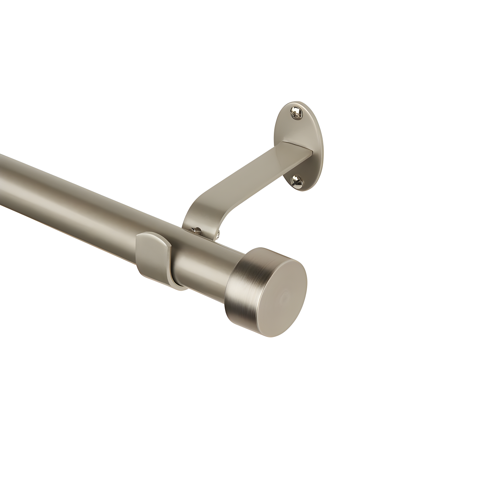 Serena 1" Window Drapery Single Curtain Rod with Contemporary Cap Finial - 120" - Nickel - Elrene Home Fashions
