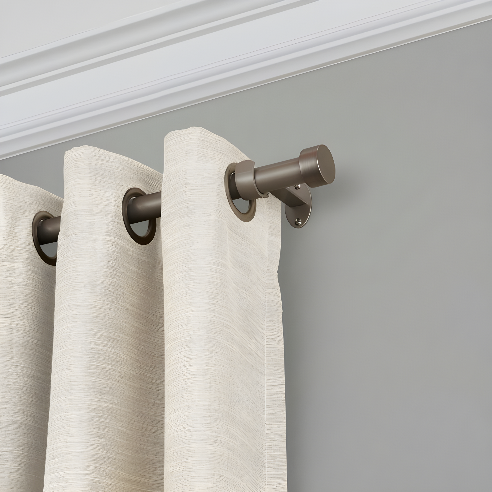 Serena 1" Window Drapery Single Curtain Rod with Contemporary Cap Finial - 120" - Nickel - Elrene Home Fashions