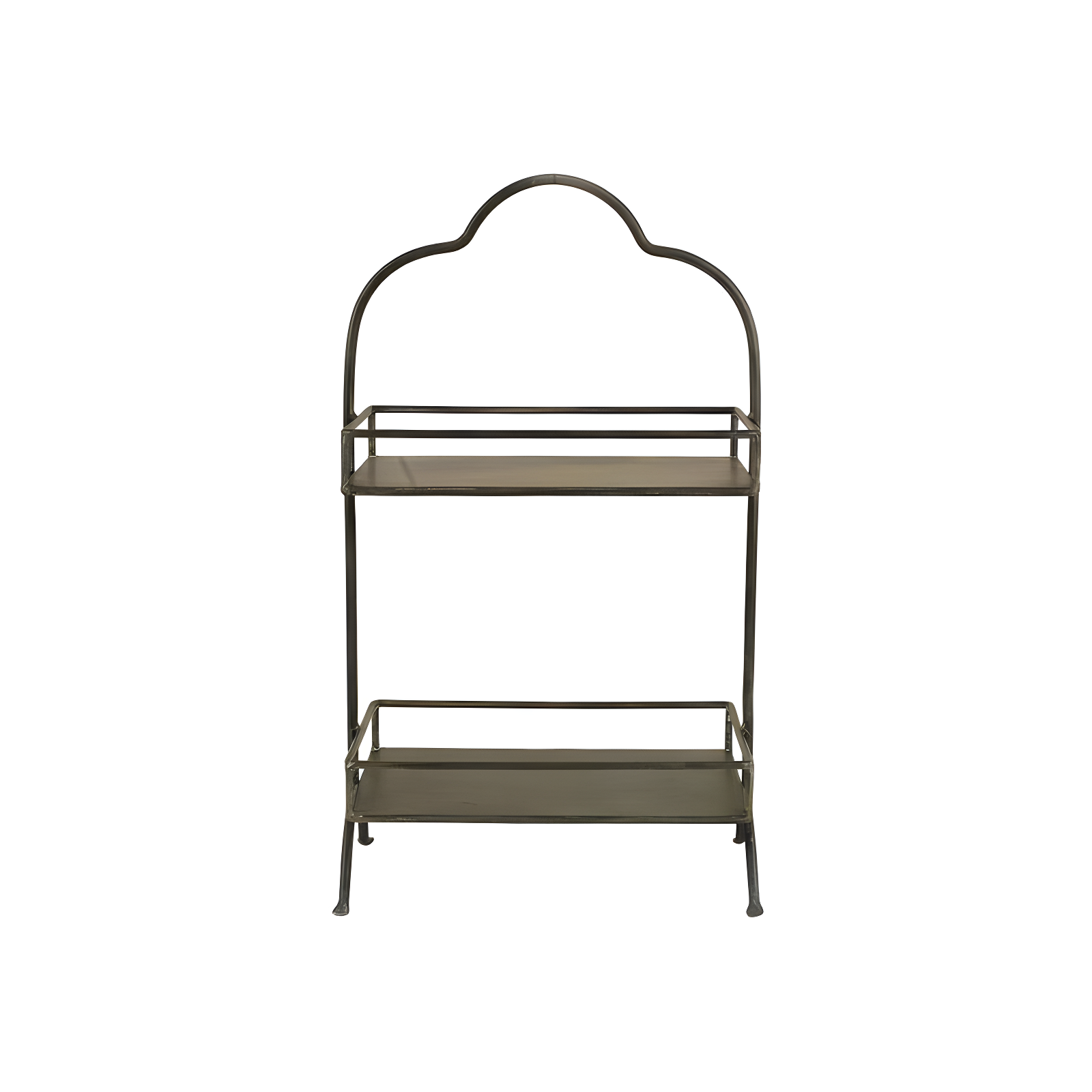 Metal 2 Tier Tray - Storied Home: Decorative, Space-Saving Organizer, Black Wire Sides