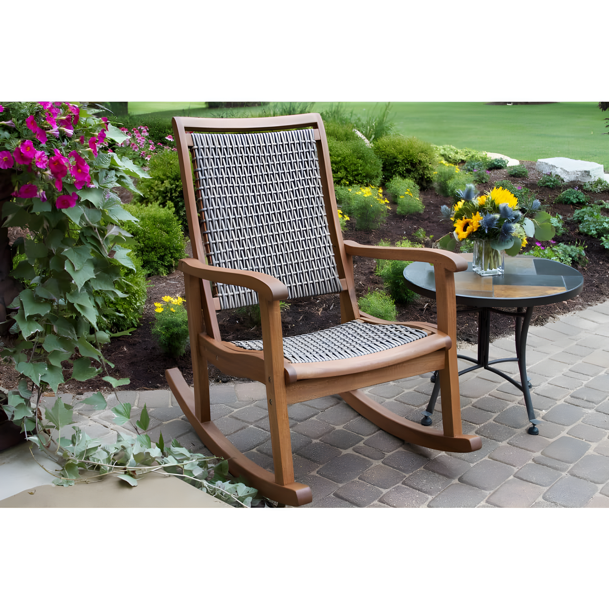 Vineyard Eucalyptus and Wicker 38" Outdoor Rocking Chair