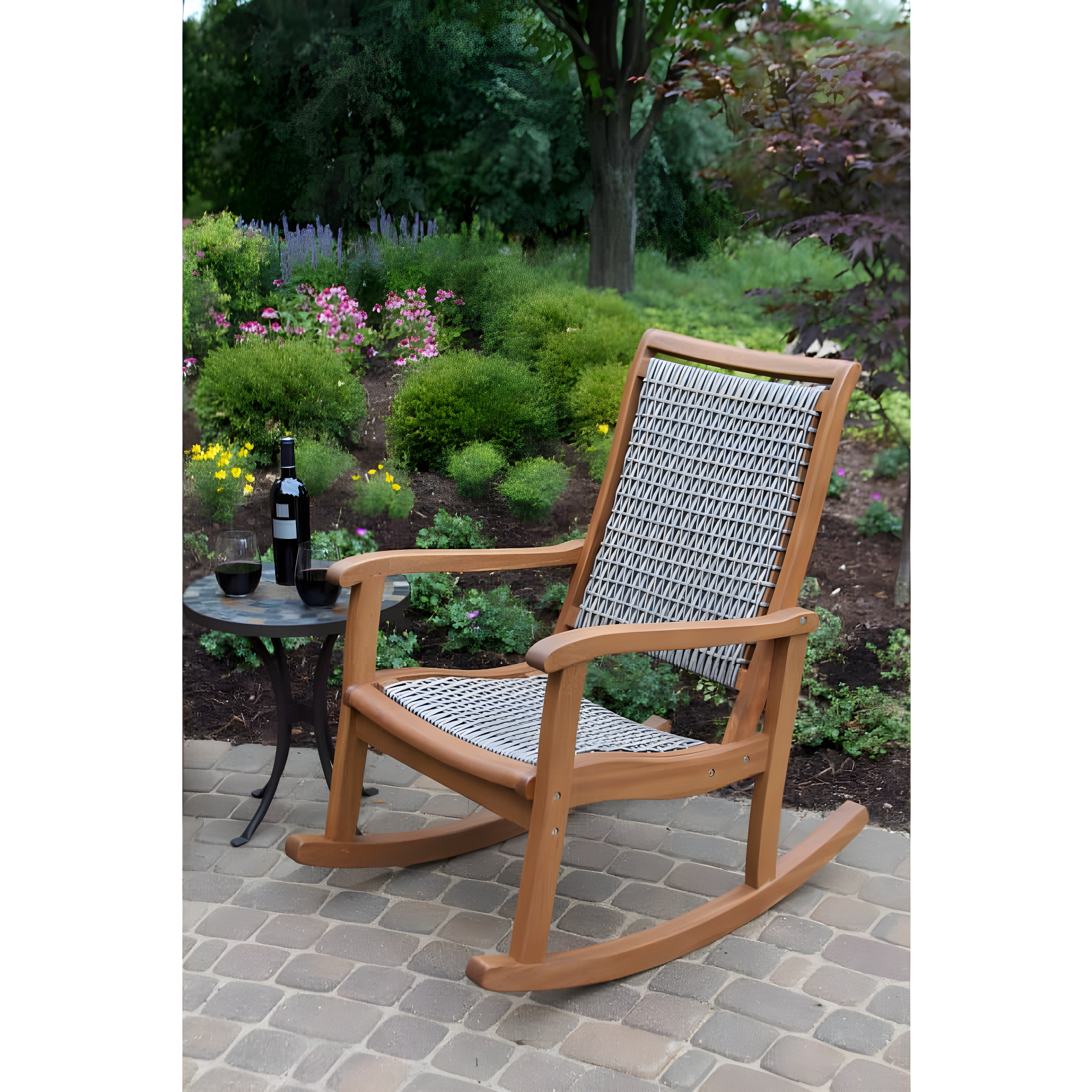 Vineyard Eucalyptus and Wicker 38" Outdoor Rocking Chair