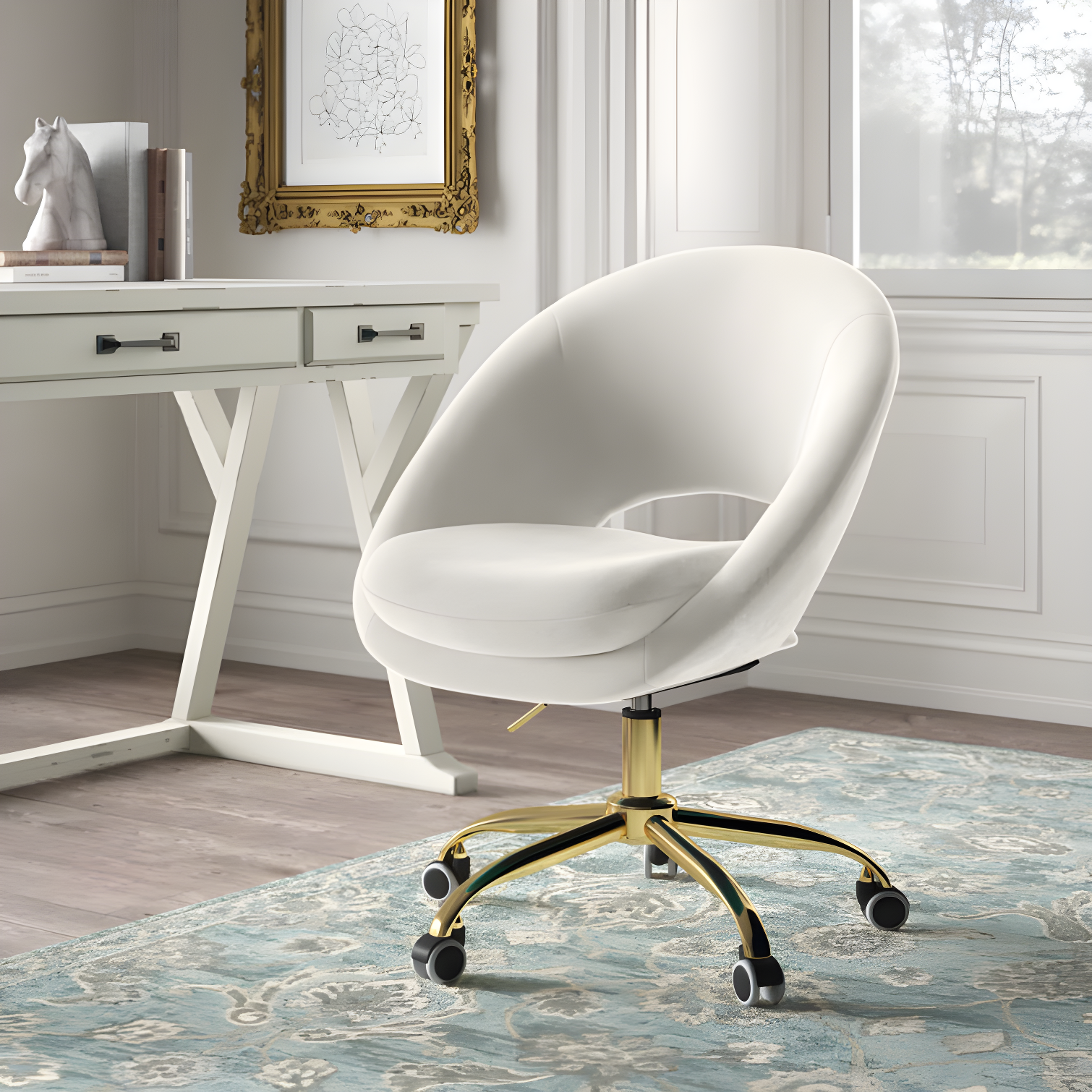 Louise Velvet Modern Task Chair with Ergonomic Design