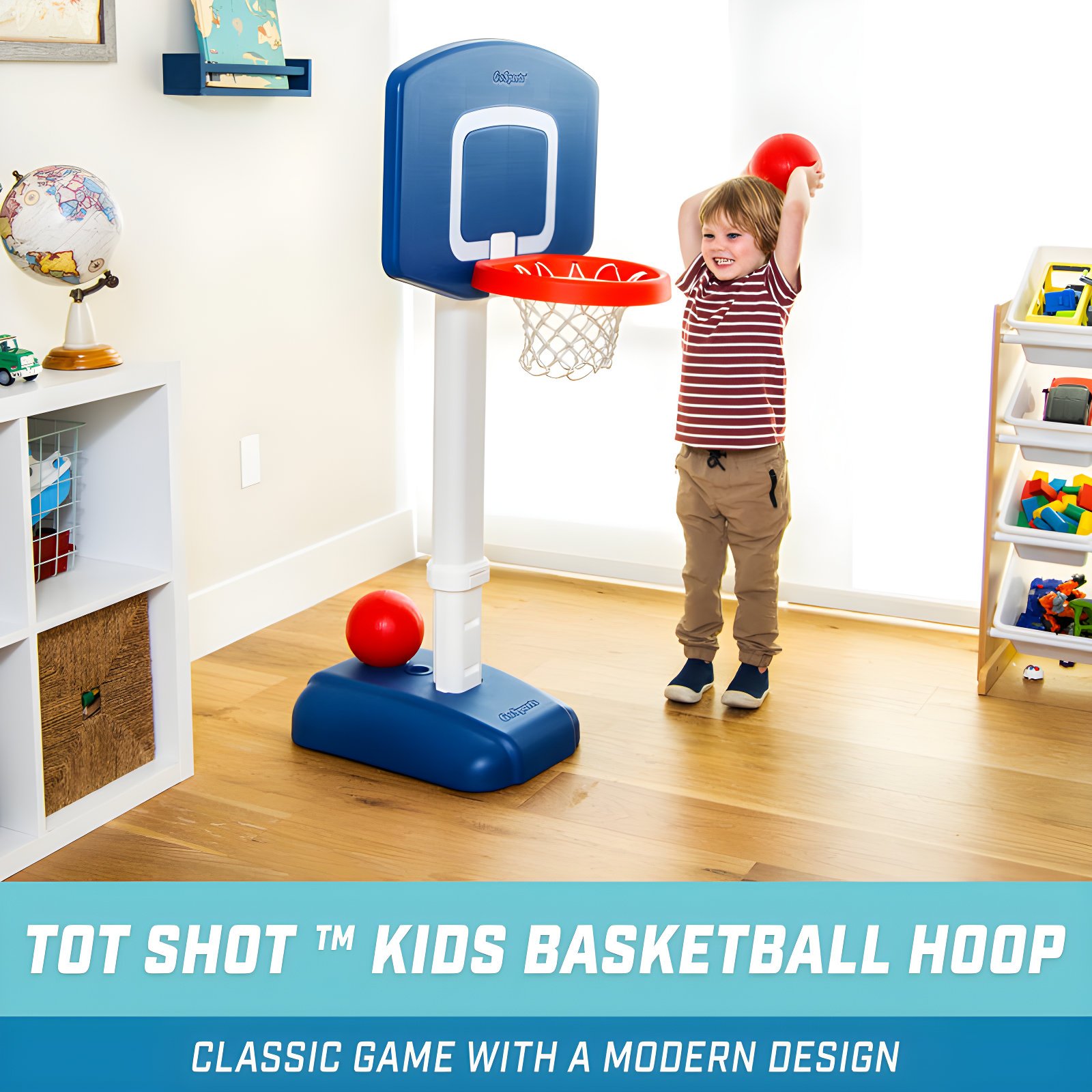 GoSports Tot Shot Modern Kids Basketball Set - Indoor & Outdoor Toy Hoop for Toddlers
