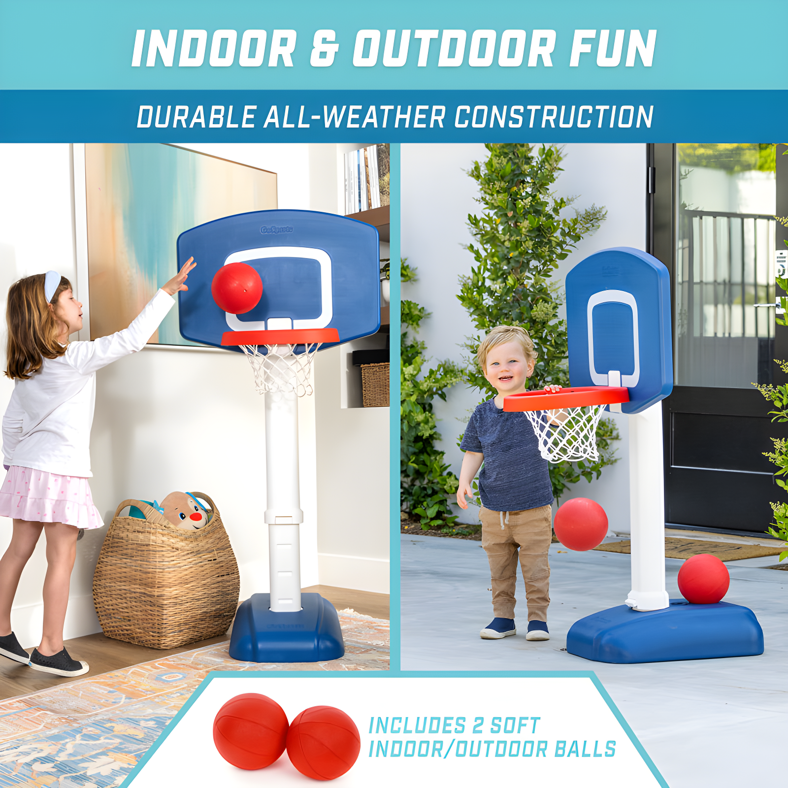 GoSports Tot Shot Modern Kids Basketball Set - Indoor & Outdoor Toy Hoop for Toddlers
