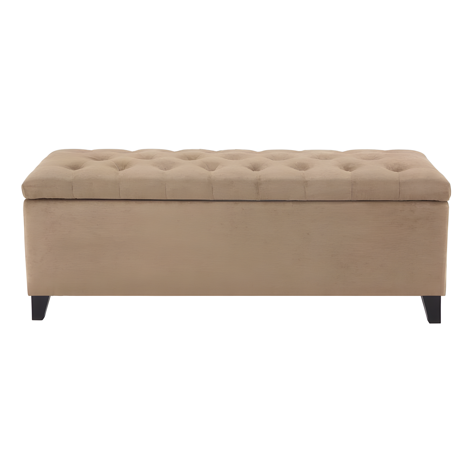 Shandra Bench Storage Ottoman with Tufted Top - Sand: Upholstered Bedroom Ottoman, Wood Legs, No Assembly Required