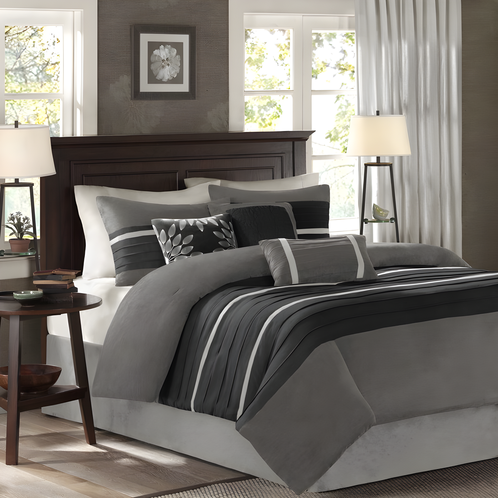 Madison Park Palmer 7 PC Pieced Faux Suede Comforter Set