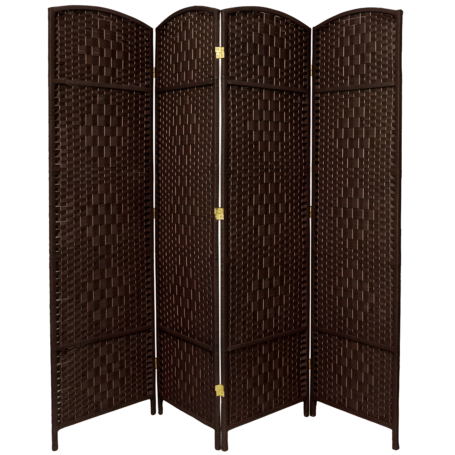Oriental Furniture 6 ft. Tall Diamond Weave Room Divider - Dark Mocha - 4 Panel