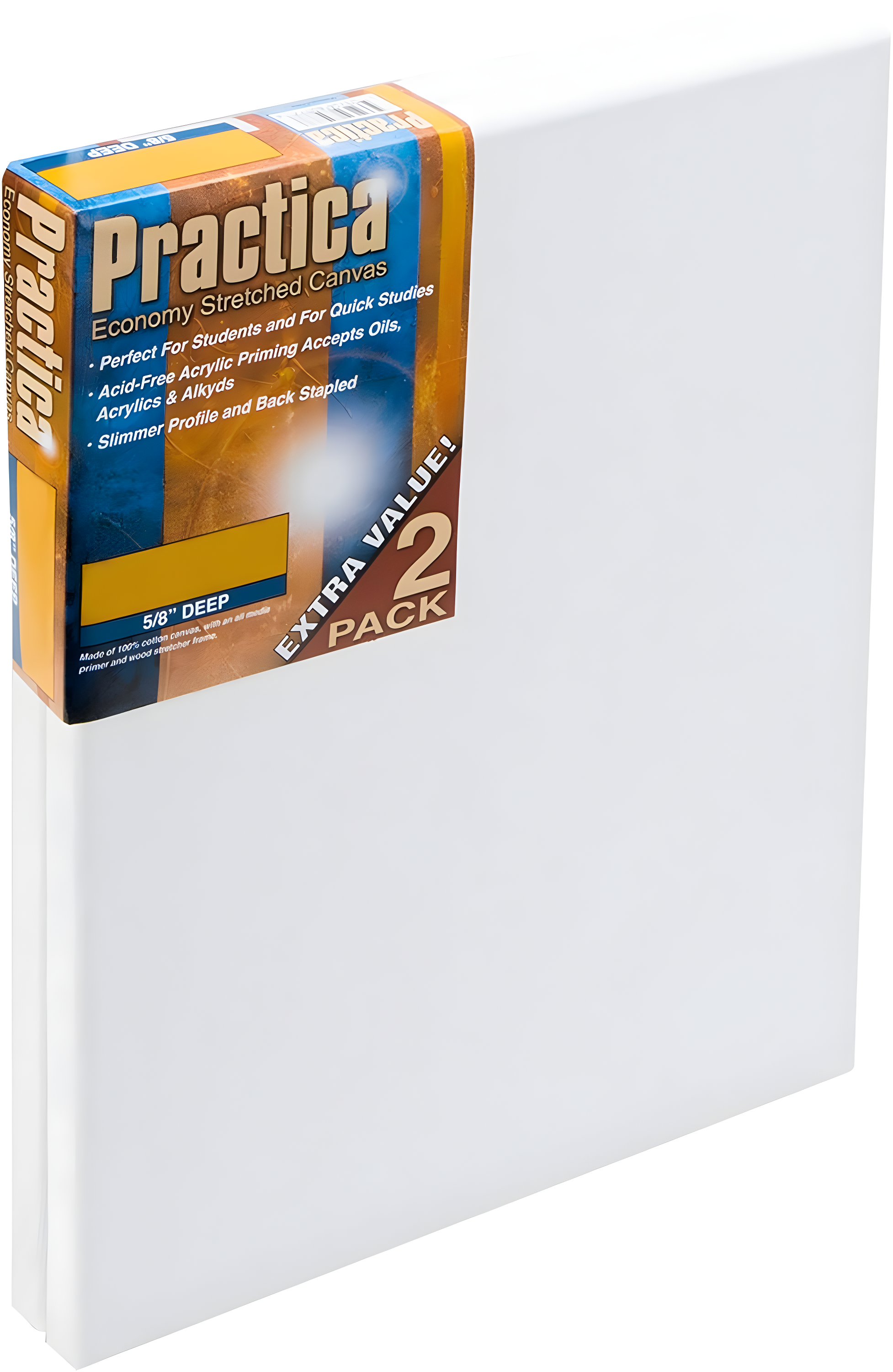 Practica Economy Stretched Cotton Canvas 2 Packs - Acid-Free Acrylic Primed Canvas for Acrylics, Pastels, Graphite, & More!