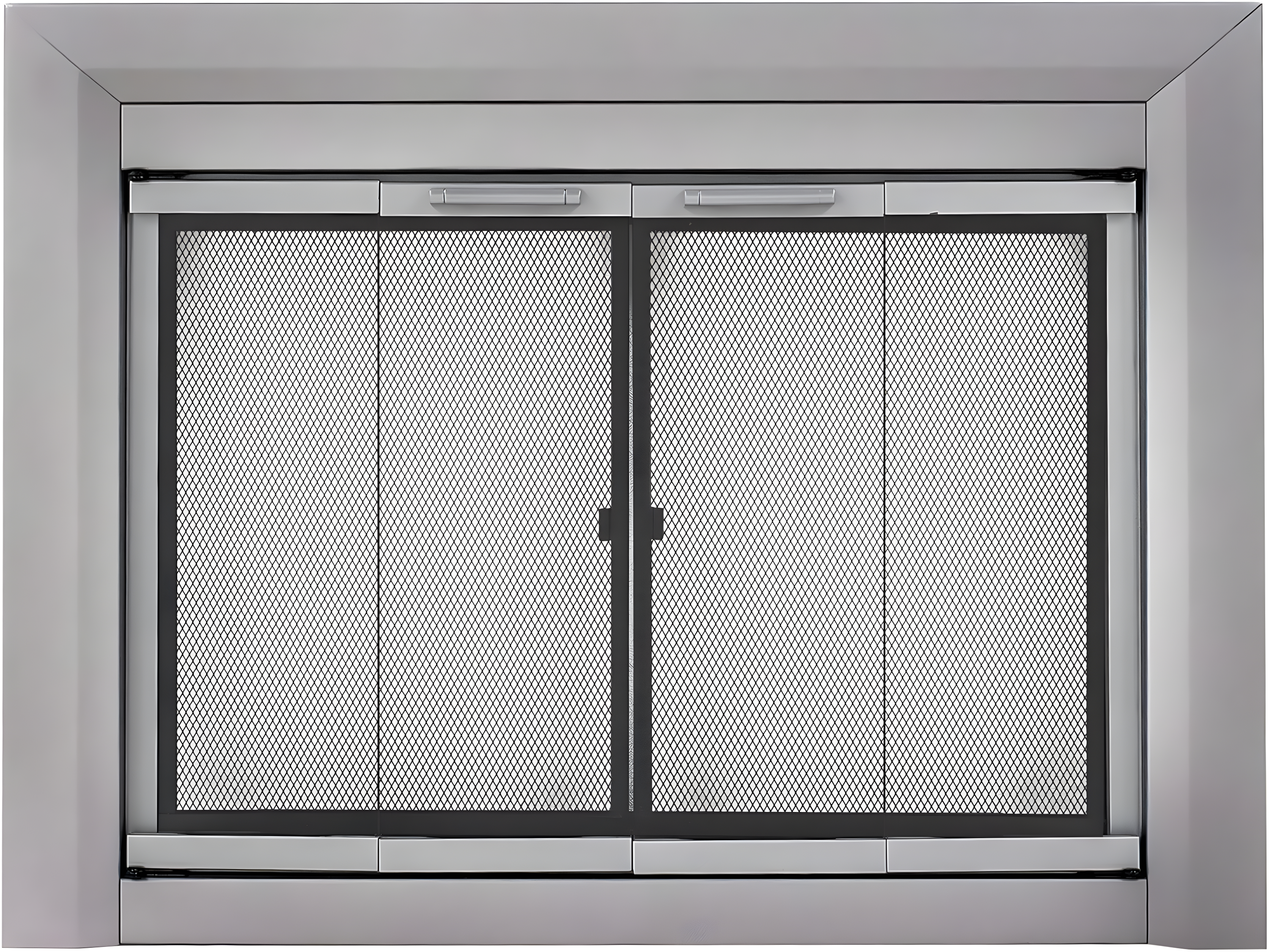 Pleasant Hearth Clairmont Medium Skyline Nickel Fireplace Glass Door