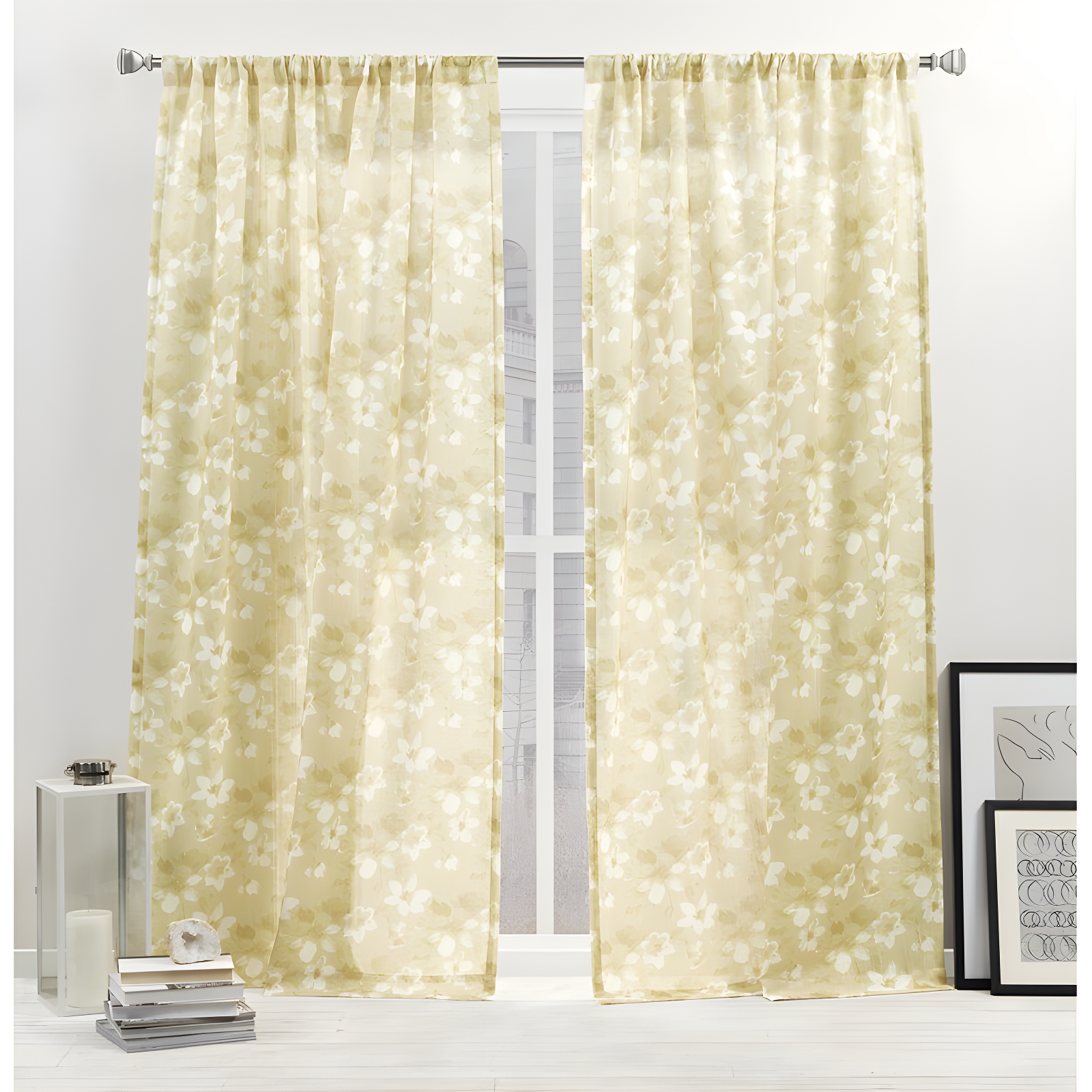 Nicole Miller Nicole Miller New York Dara Light Filtering, Semi Sheer Rod Pocket Curtain Panels (Set of 2)