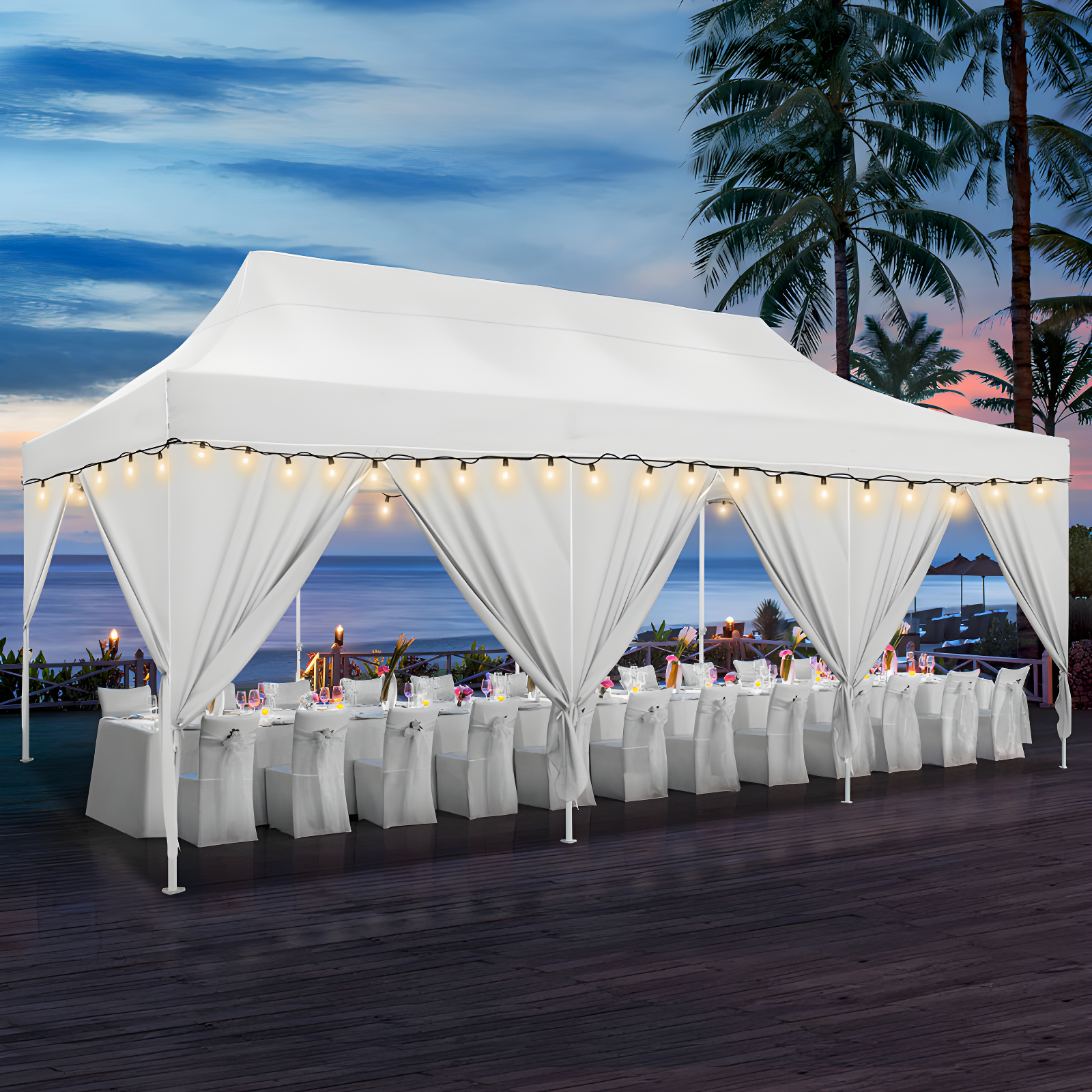 10×30 FT Pop Up Heavy Duty Party Tent with Walls Canopy Commercial Tent with Metal Frame
