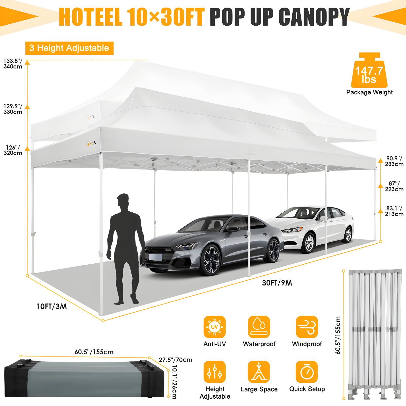 10×30 FT Pop Up Heavy Duty Party Tent with Walls Canopy Commercial Tent with Metal Frame