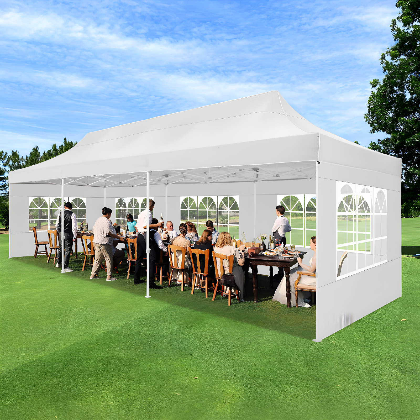 10×30 FT Pop Up Heavy Duty Party Tent with Walls Canopy Commercial Tent with Metal Frame