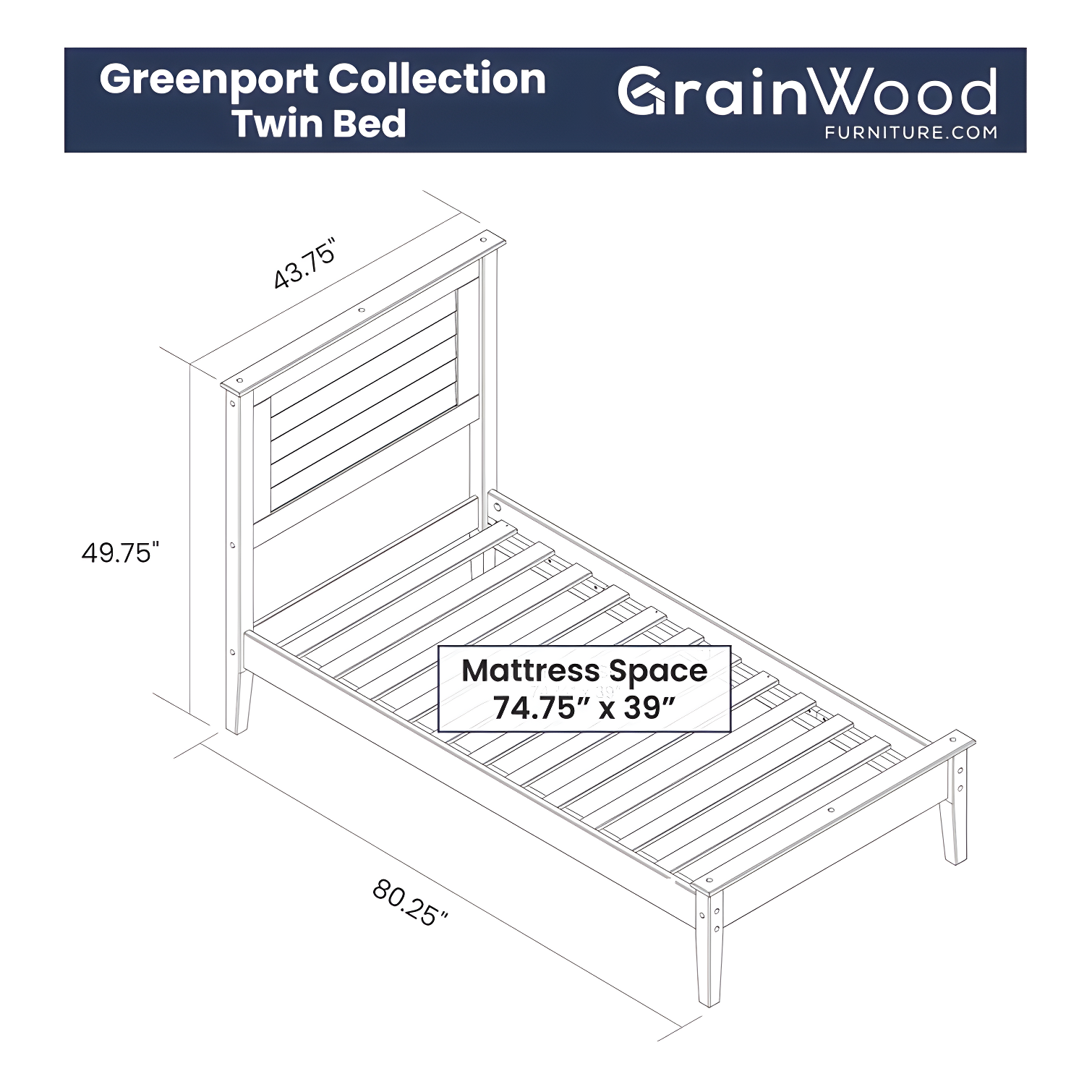 Greenport Solid Wood Louvered Bed