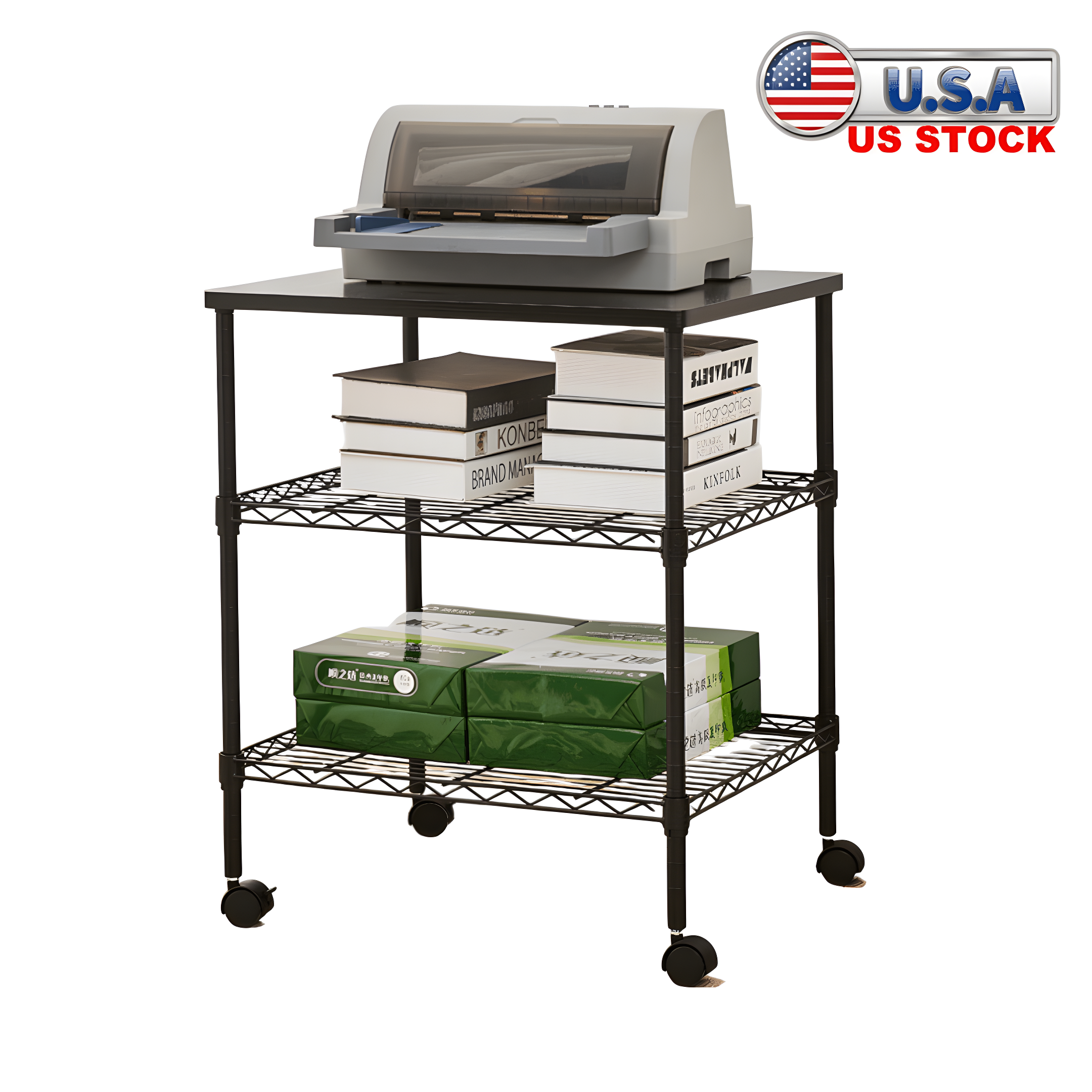 Zimtown Printer Stand Series / 3 Tier Printer Stand(Black)