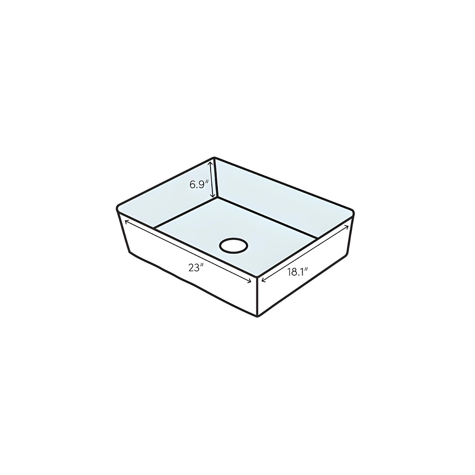 Vox® Vitreous China Rectangular Vessel Bathroom Sink with Overflow