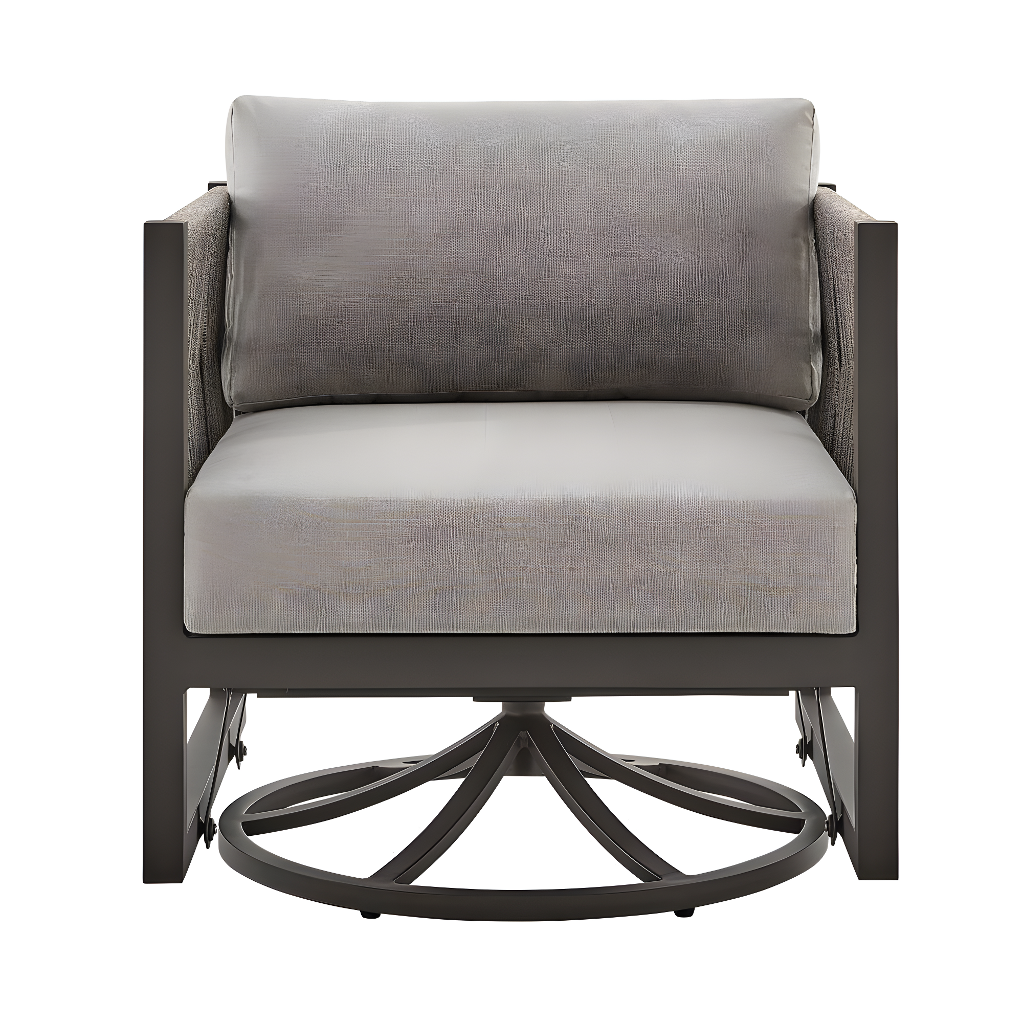 Cuffay Outdoor Patio Swivel Glider Lounge Chair in Dark Brown Aluminum with Cushions