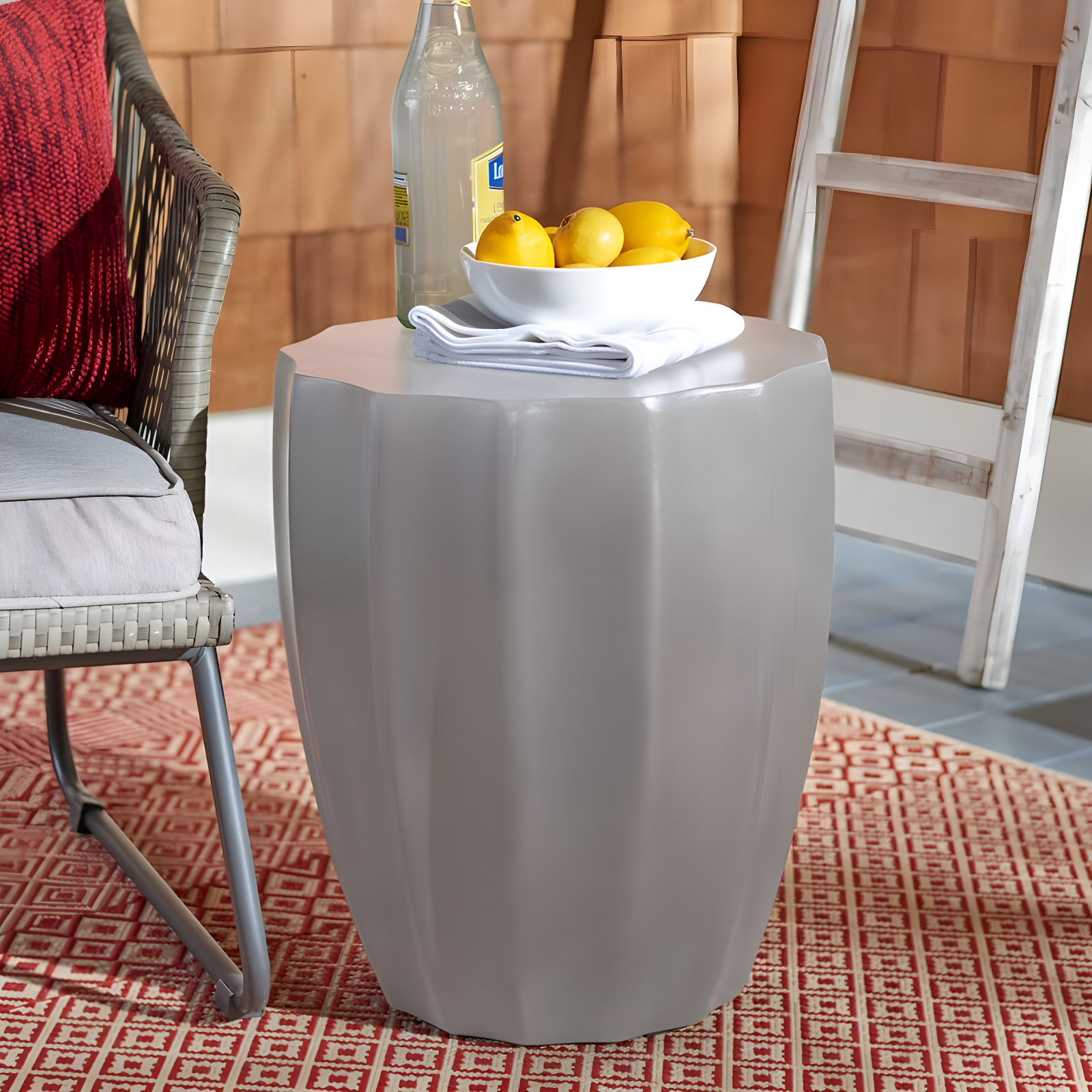 Jaslyn Concrete Indoor/Outdoor Accent Stool - Dark Grey - Safavieh