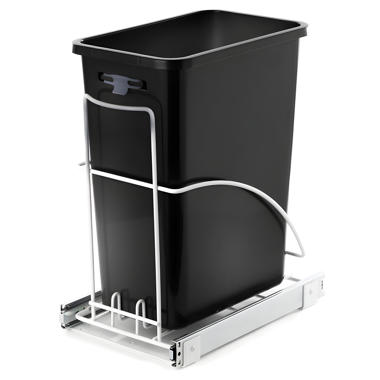 Home Zone Living 7.6 Gallon Under Cabinet Open Pull Out Trash Can, Adjustable Slide Out Waste Bin