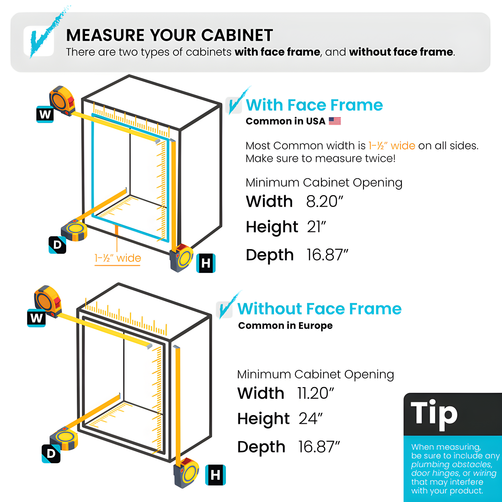 Home Zone Living 7.6 Gallon Under Cabinet Open Pull Out Trash Can, Adjustable Slide Out Waste Bin