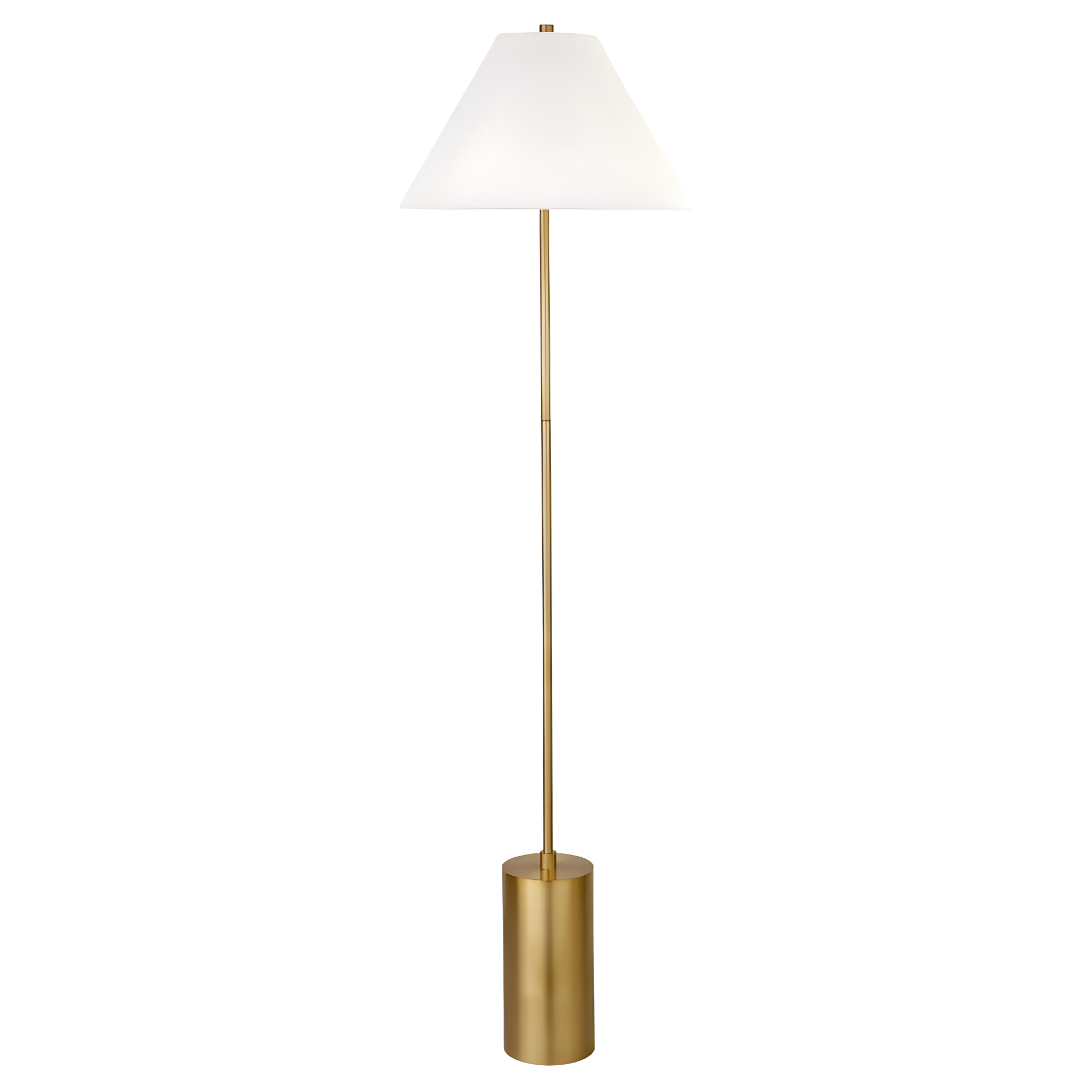 Evelyn&Zoe Somerset 64" Tall Floor Lamp with Empire Fabric Shade, Brass/White