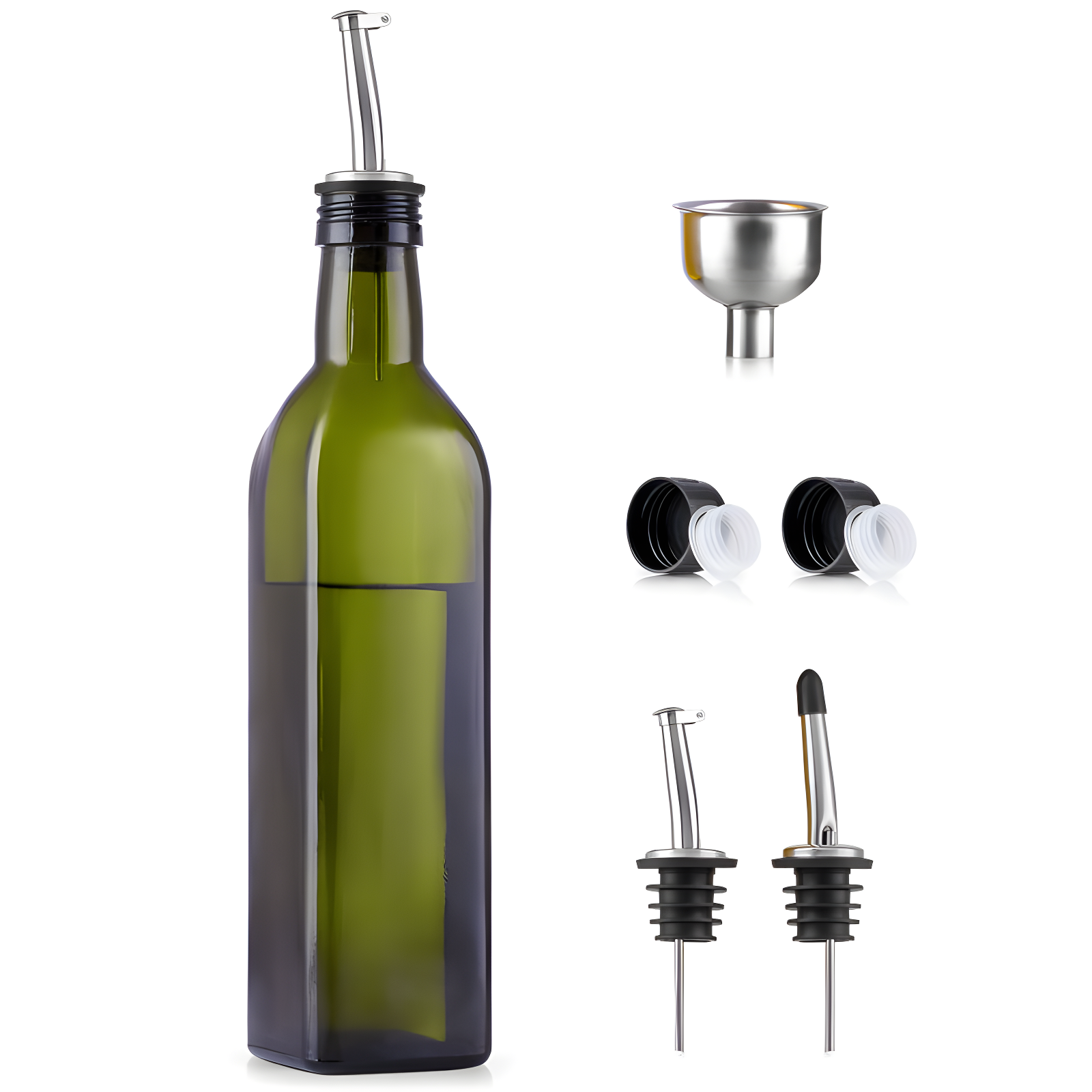 Zulay Kitchen Olive Oil Bottle Dispenser with Pour Spout Funnel and Cork 8 pc Set 17 oz