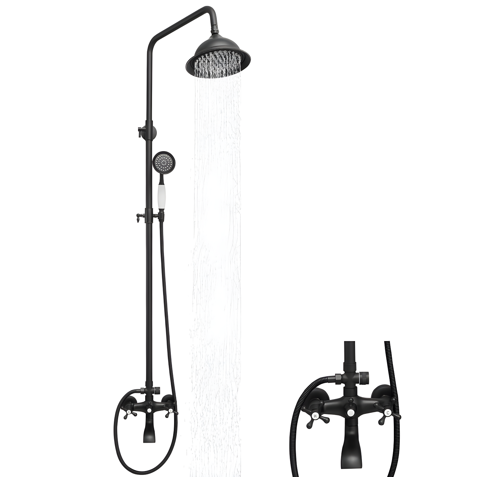 FUNDUXA Stainless Steel Wall Mounted Outdoor Shower with Detachable Shower Head
