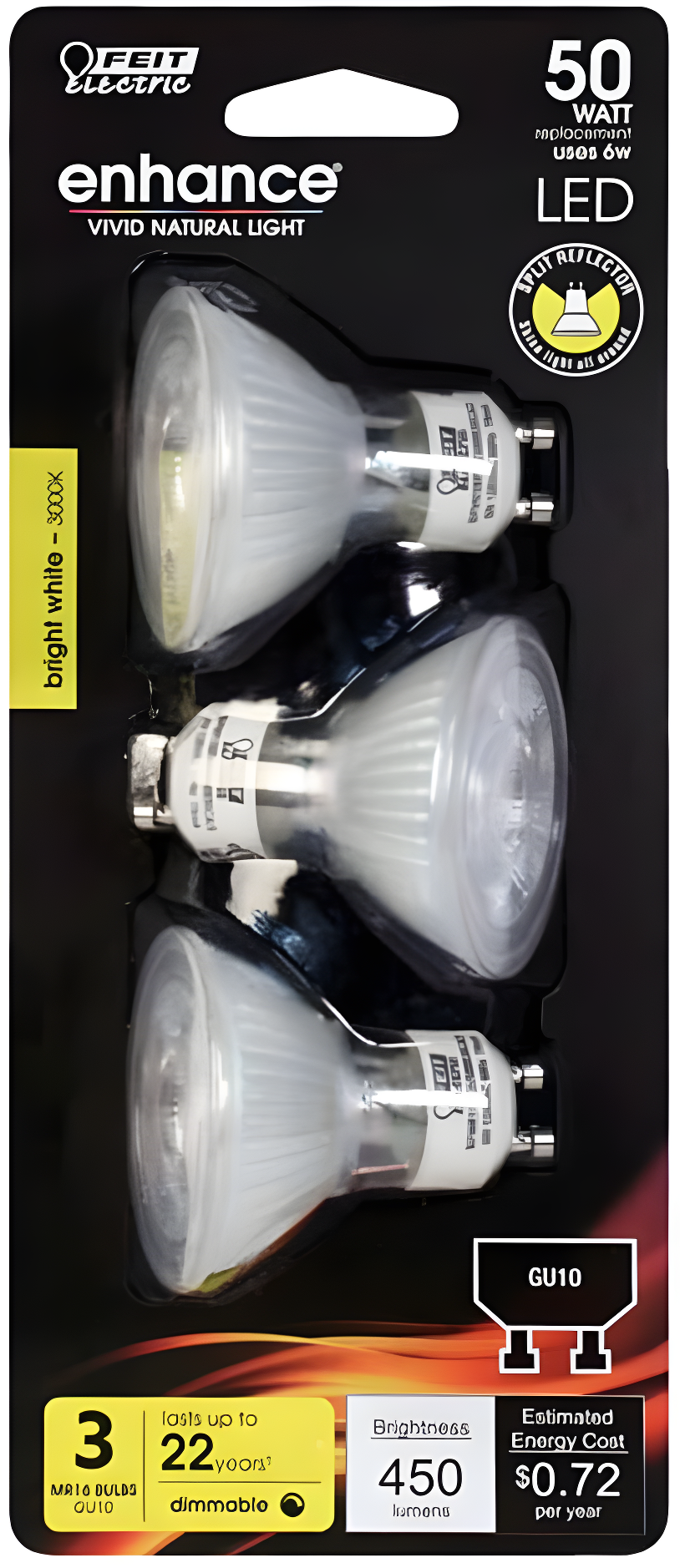 1 PC Feit Enhance MR16 GU10 LED Bulb Daylight 50 Watt Equivalence 3 pk
