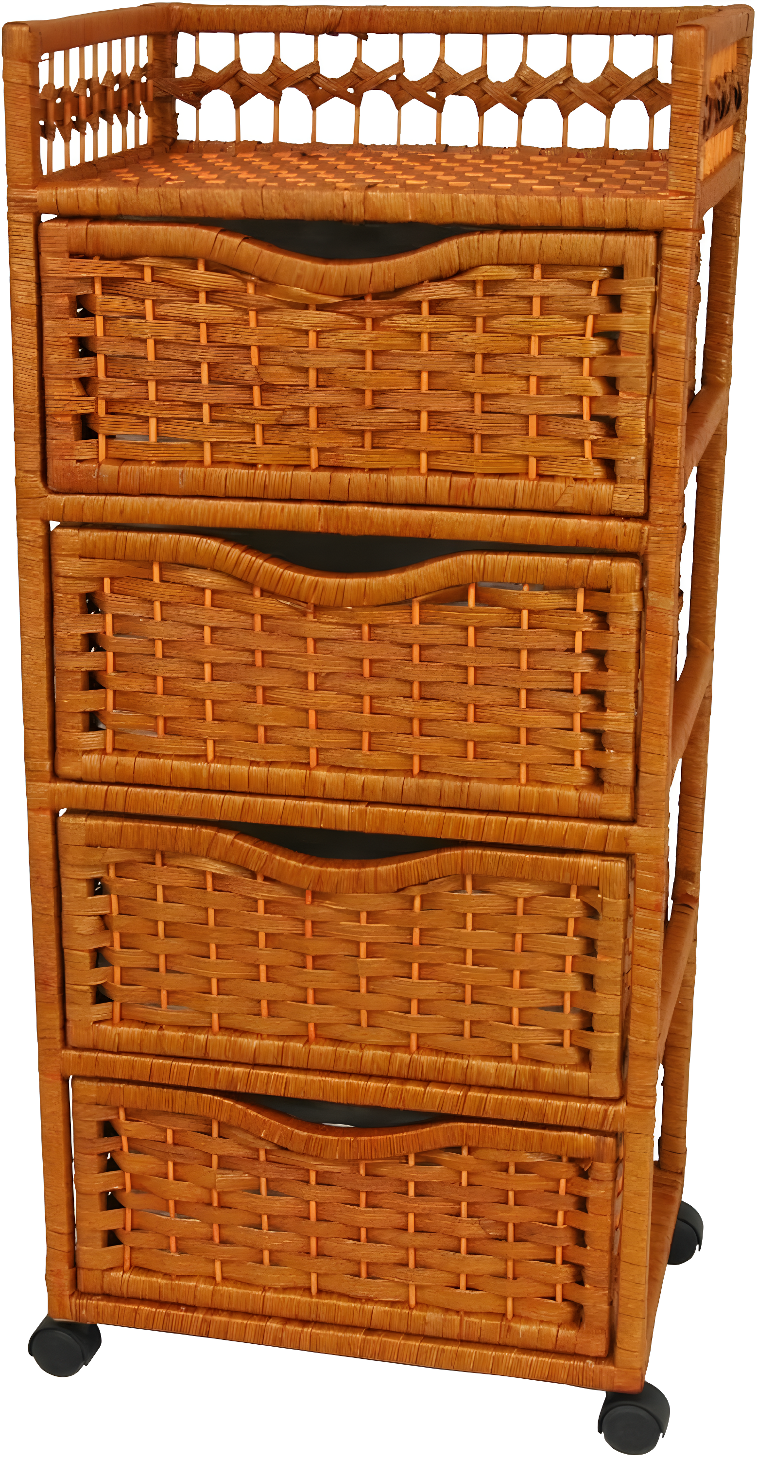 Red Lantern 46" Natural Fiber Chest Wheels-Honey Unit, 5 Drawer