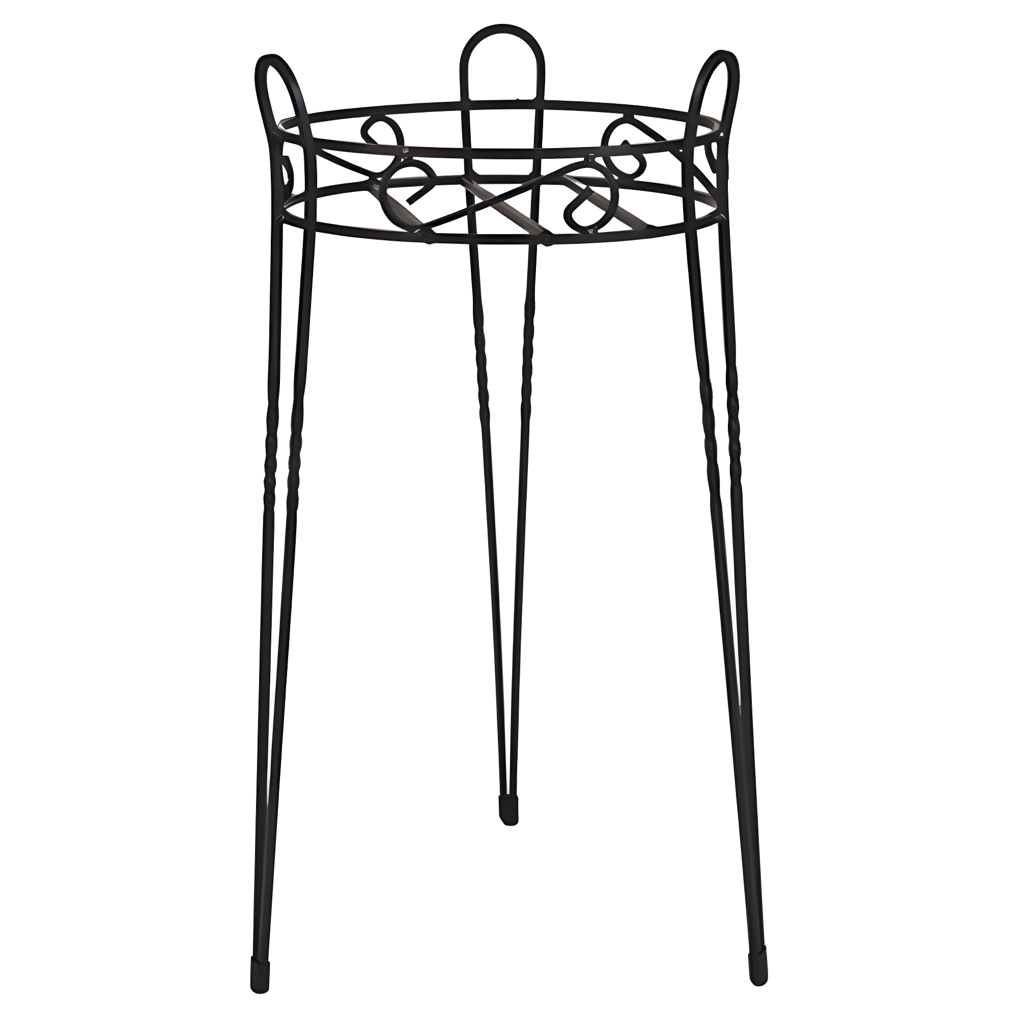 Elegant Canterbury Scroll 21" Black Steel Oval Plant Stand