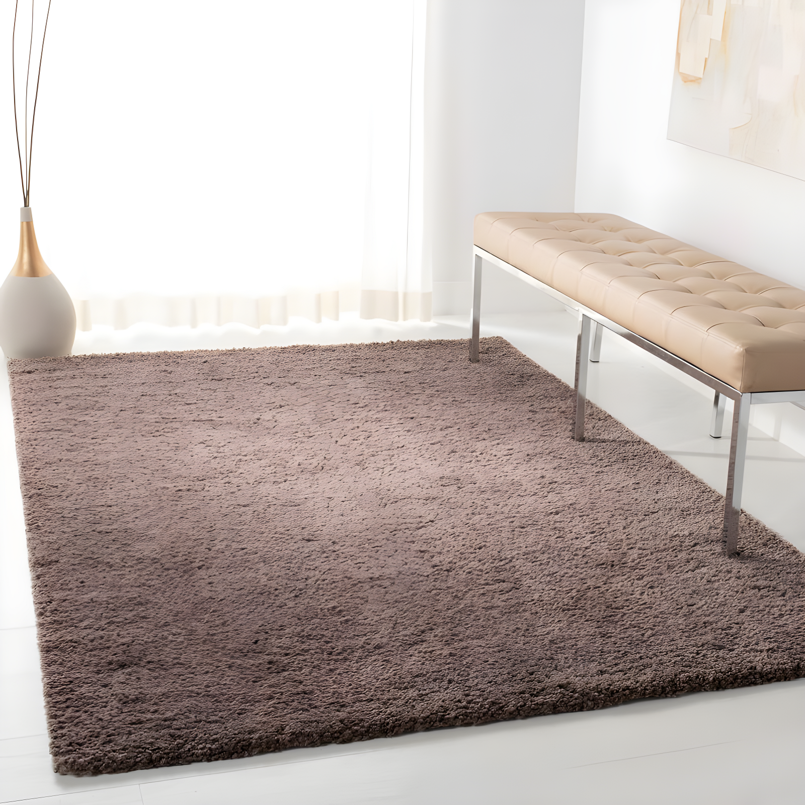 August Shag 900 AUG900 Power Loomed Indoor Area Rug - Taupe - 4'x6' - Safavieh