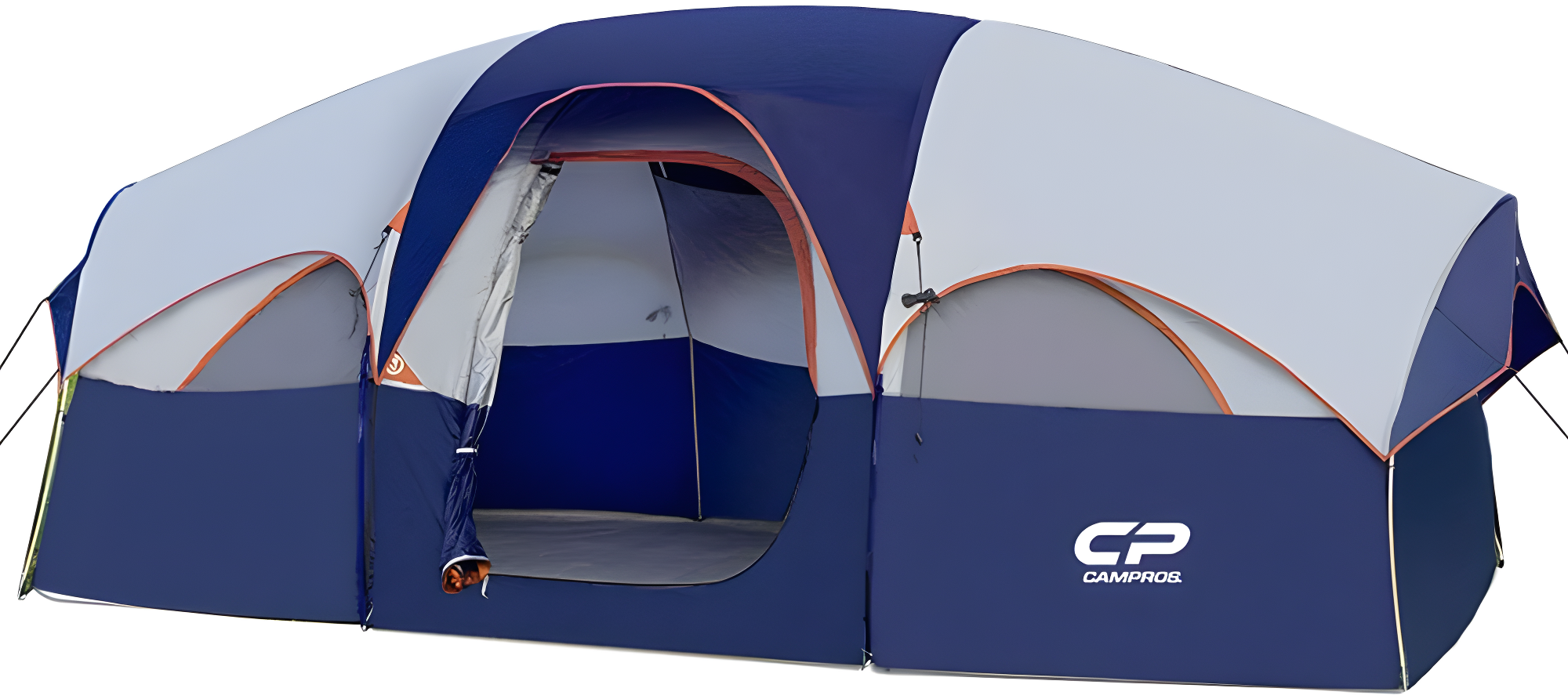 CAMPROS CP Tent 8 Person Camping Tents, Weather Resistant Family Tent, 5 Large Mesh Windows, Double Layer, Divided Curtain for Separated Room, Portable with Carry Bag