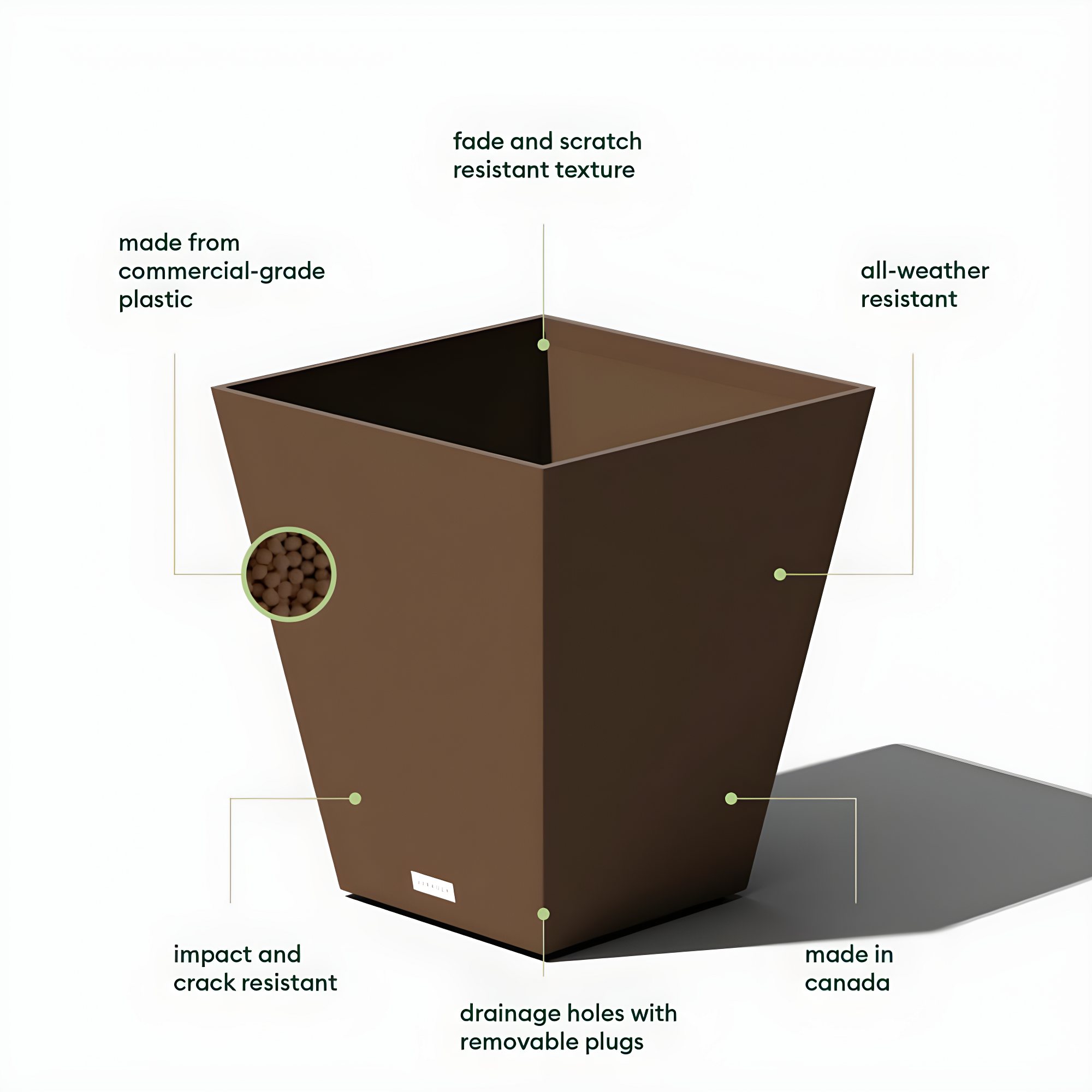 Veradek Pure Series Nobleton 18" Plastic Planter - Espresso