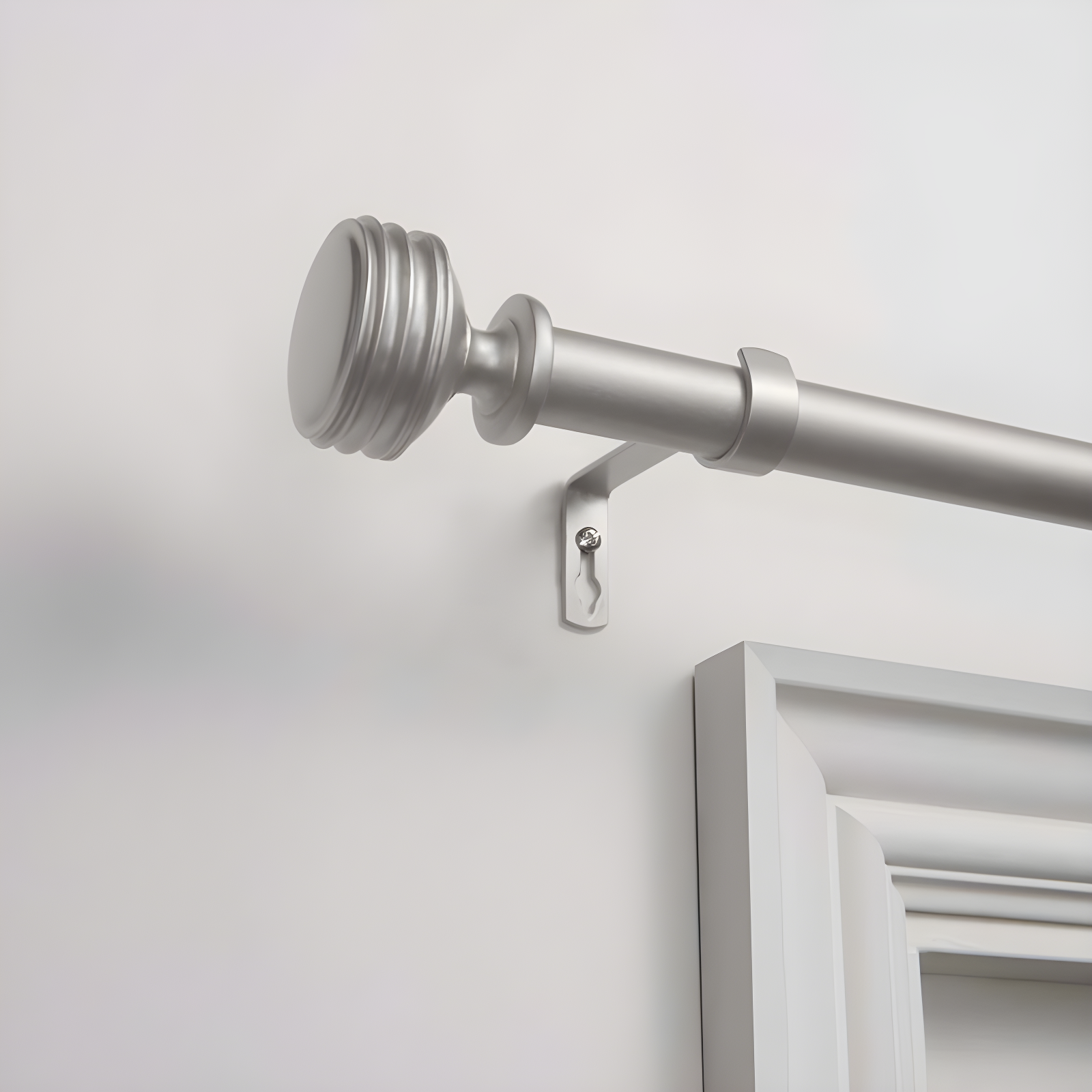 Exclusive Home 66"-120" Duke Curtain Rod - Matte Silver: Iron, Single Rod, 25lb Capacity, Rounded Cap Finial