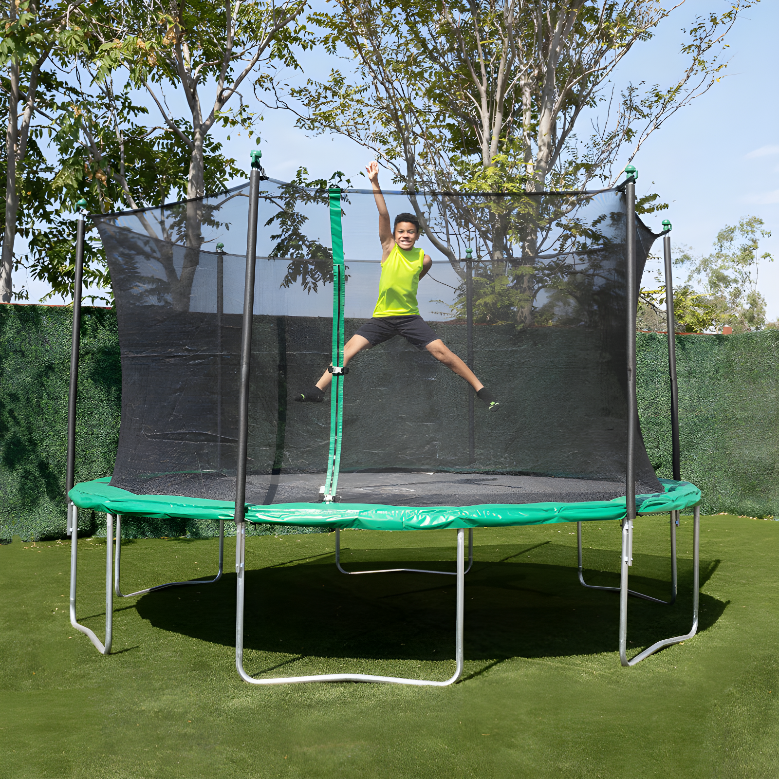TruJump Sportspower TruJump 14' Round Trampoline with Safety Enclosure & with Lifetime Warranty on Jump Mat