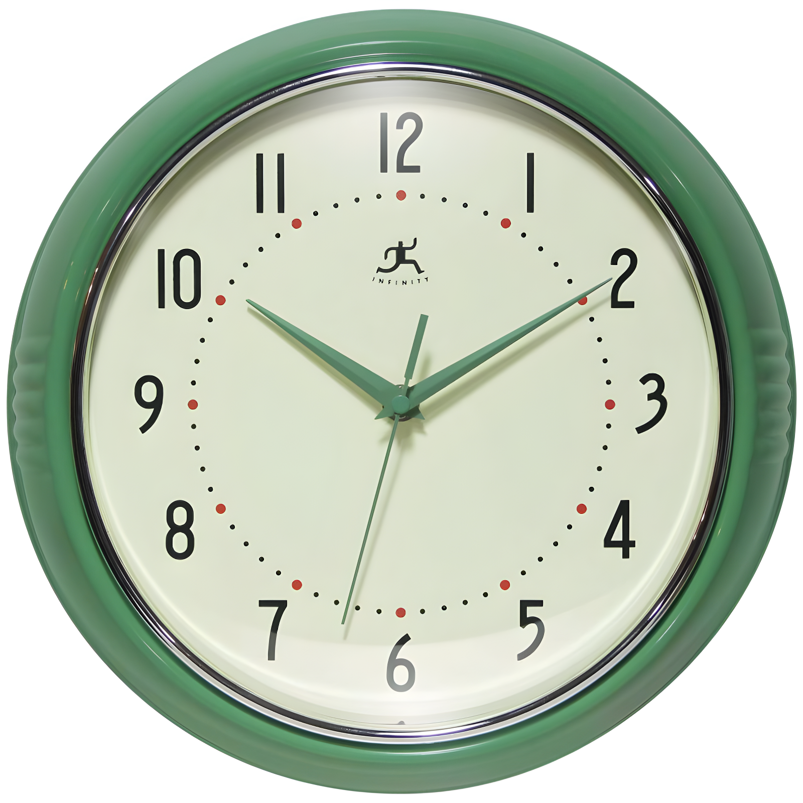 12" Retro Round Green - Infinity Instruments: Silent Sweep, Aluminum Frame, Indoor Use