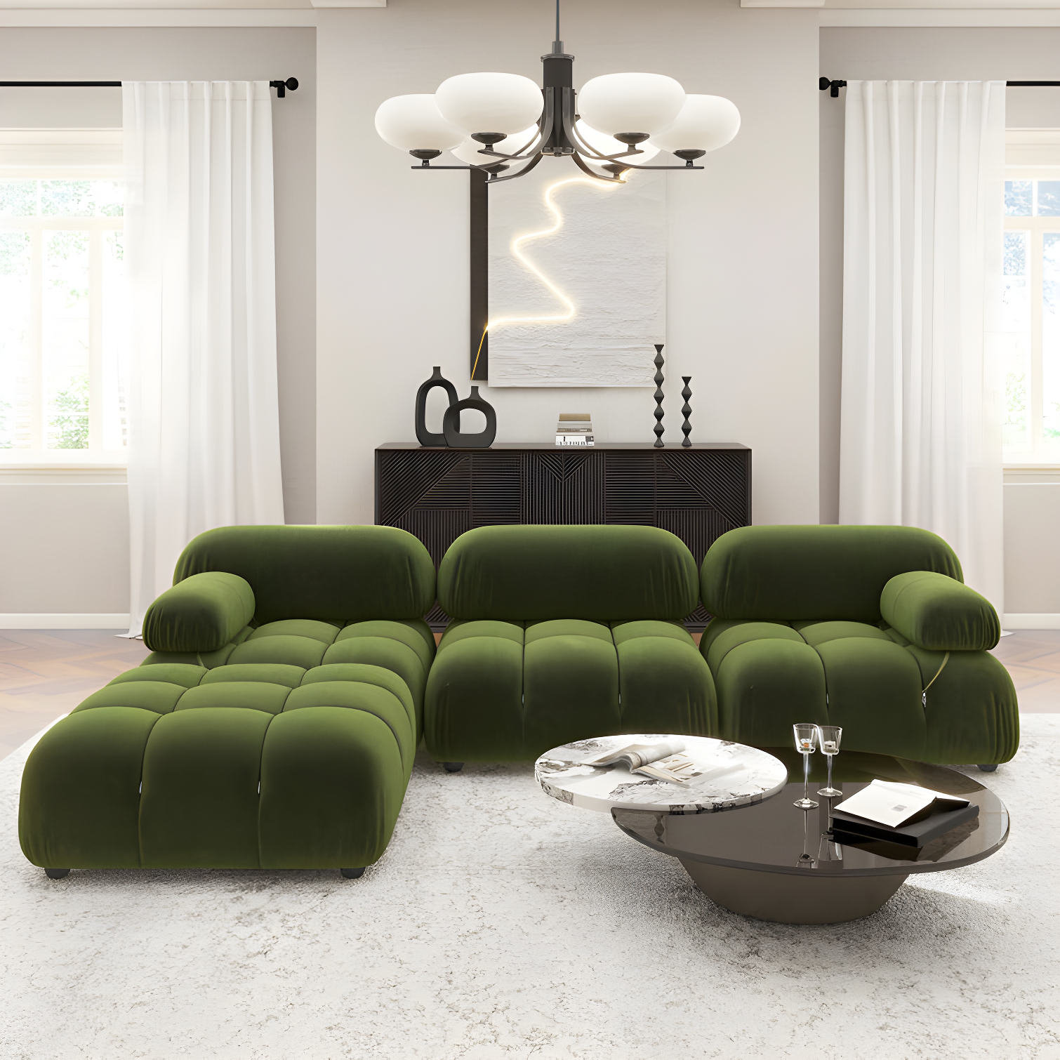 Sigma 4 - Piece Modular Upholstered Reversible L-Sectional