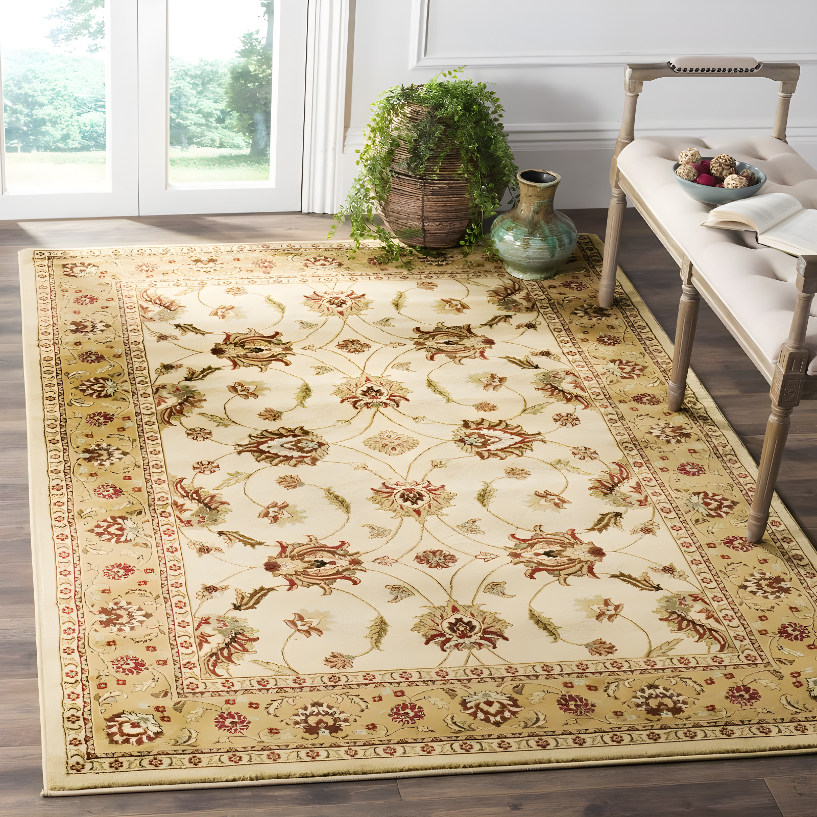 Lyndhurst LNH553 Power Loomed Area Rug - Ivory/Beige - 5'3"x7'6" - Safavieh.