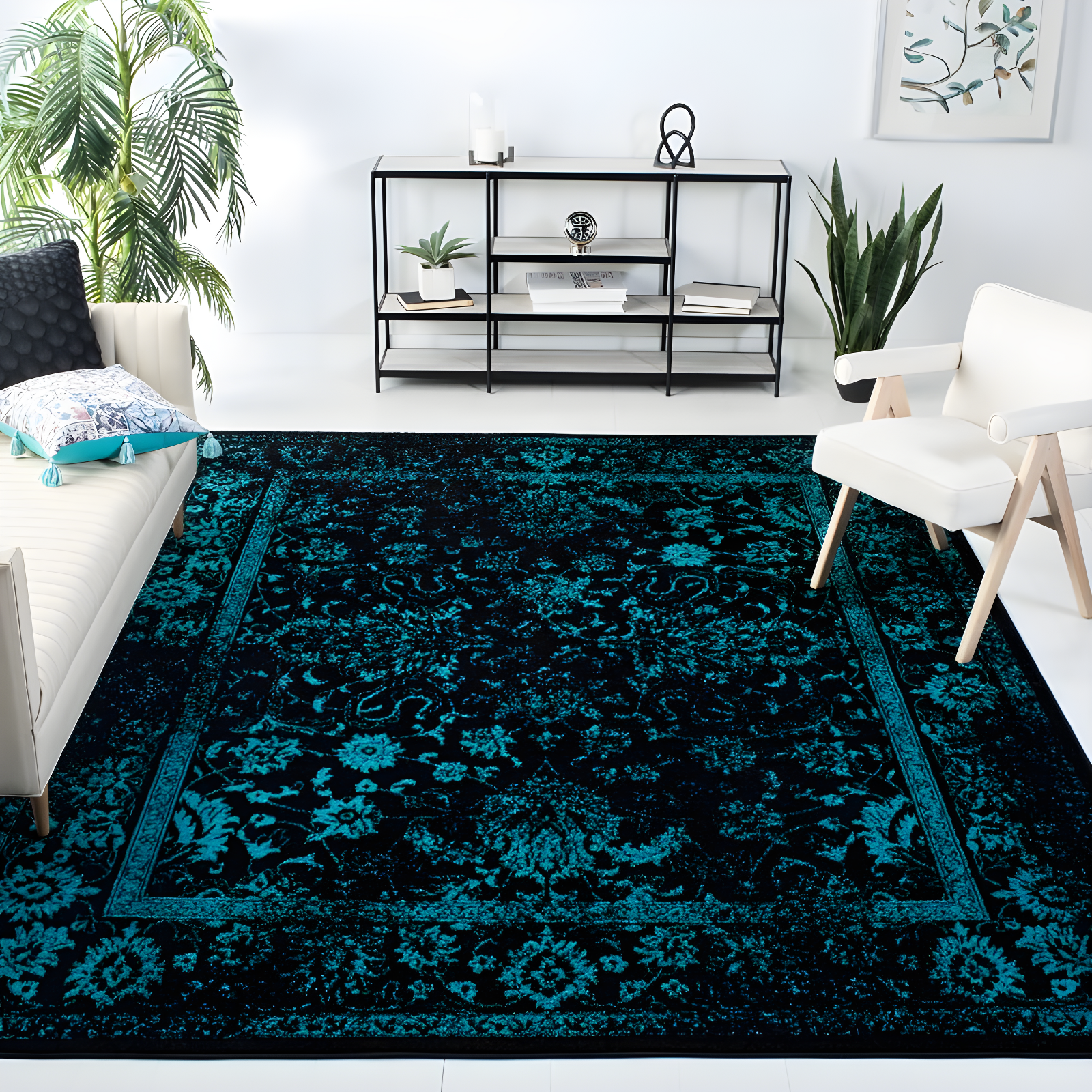 Adirondack ADR109 Machine Made Indoor Area Rug - Black/Teal - 9'x12' - Safavieh