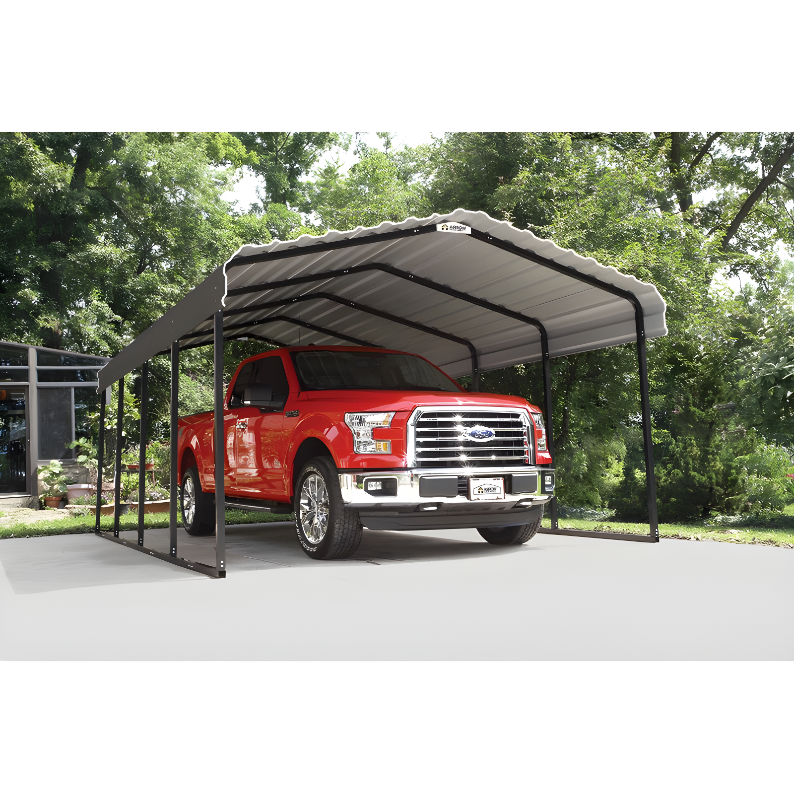 Steel Carport, 12 ft. x 20 ft. x 7 ft. Galvanized Black/Charcoal