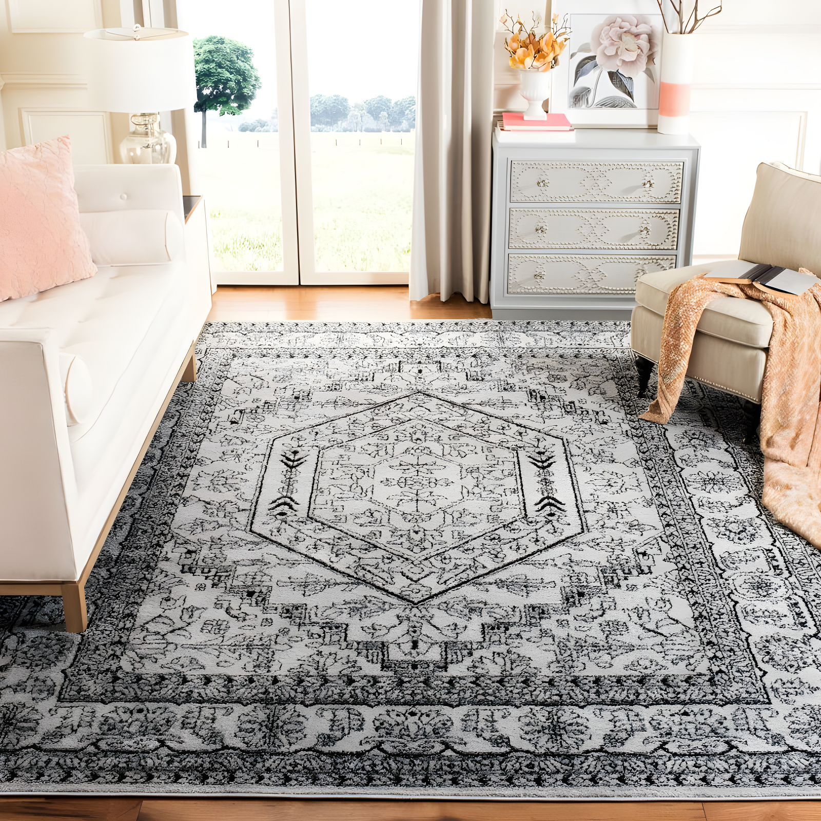 Adirondack ADR108 Power Loomed Area Rug - Silver/Black - 8'x10' - Safavieh.