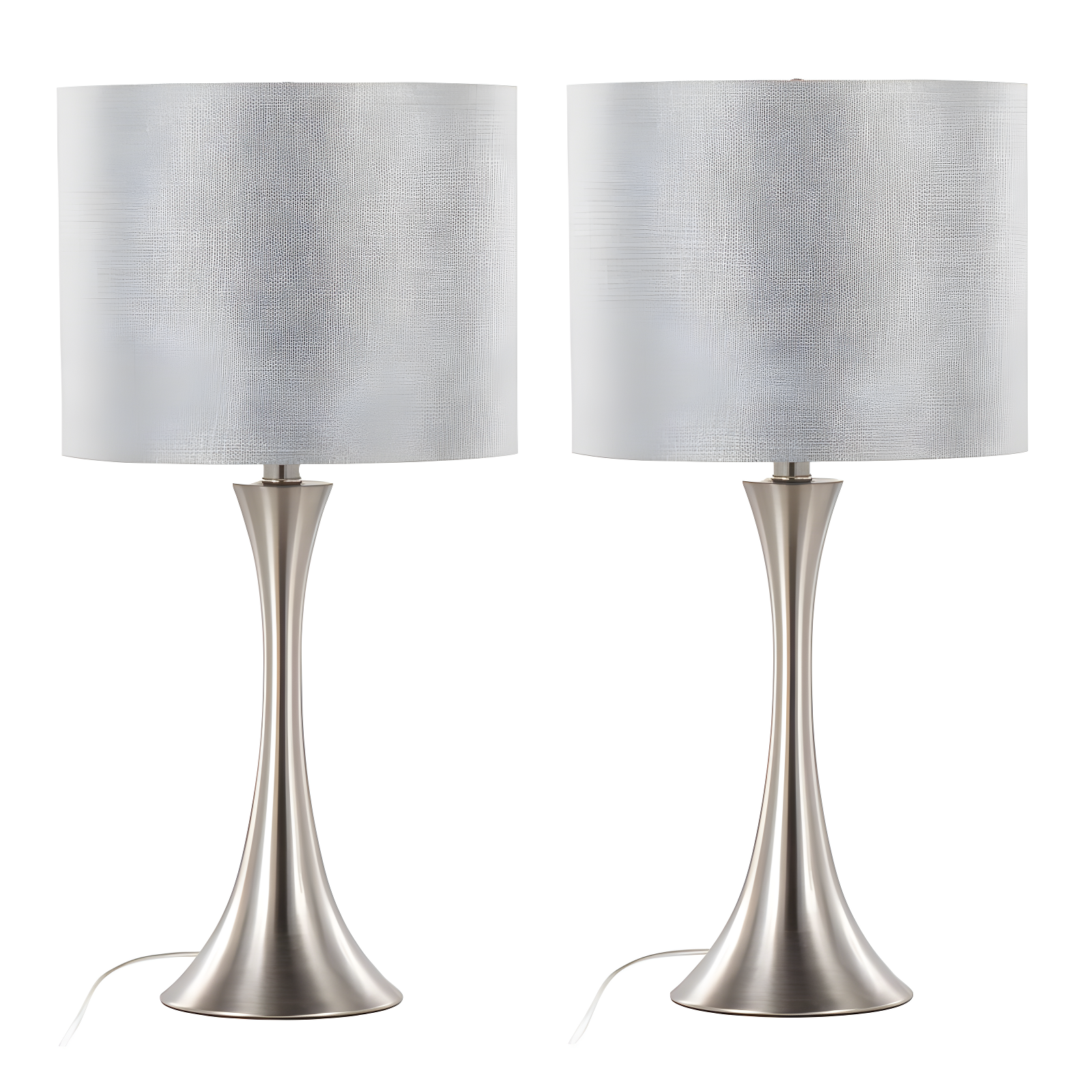 LumiSource Lenuxe 24" Table Lamps Set: Hourglass Body, Linen Drum Shade, UL Listed