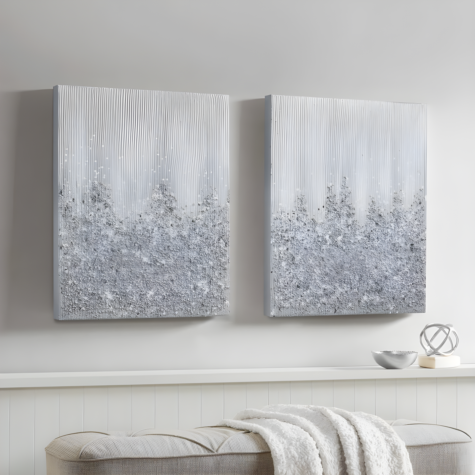 2pc Glimmer Hand Brushed Textured Canvas Art Set with Rock & Stone - Madison Park