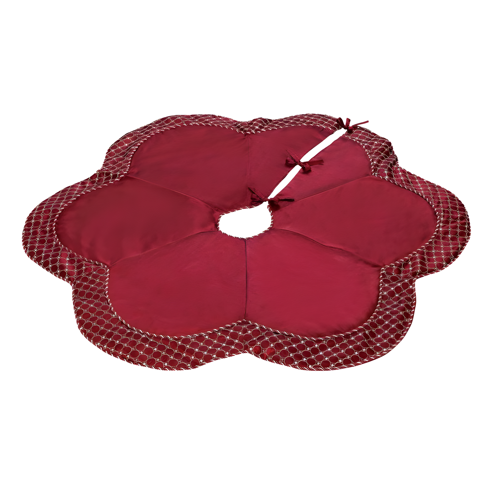 BrylaneHome Scallop Edge Border Christmas Tree Skirt - Red